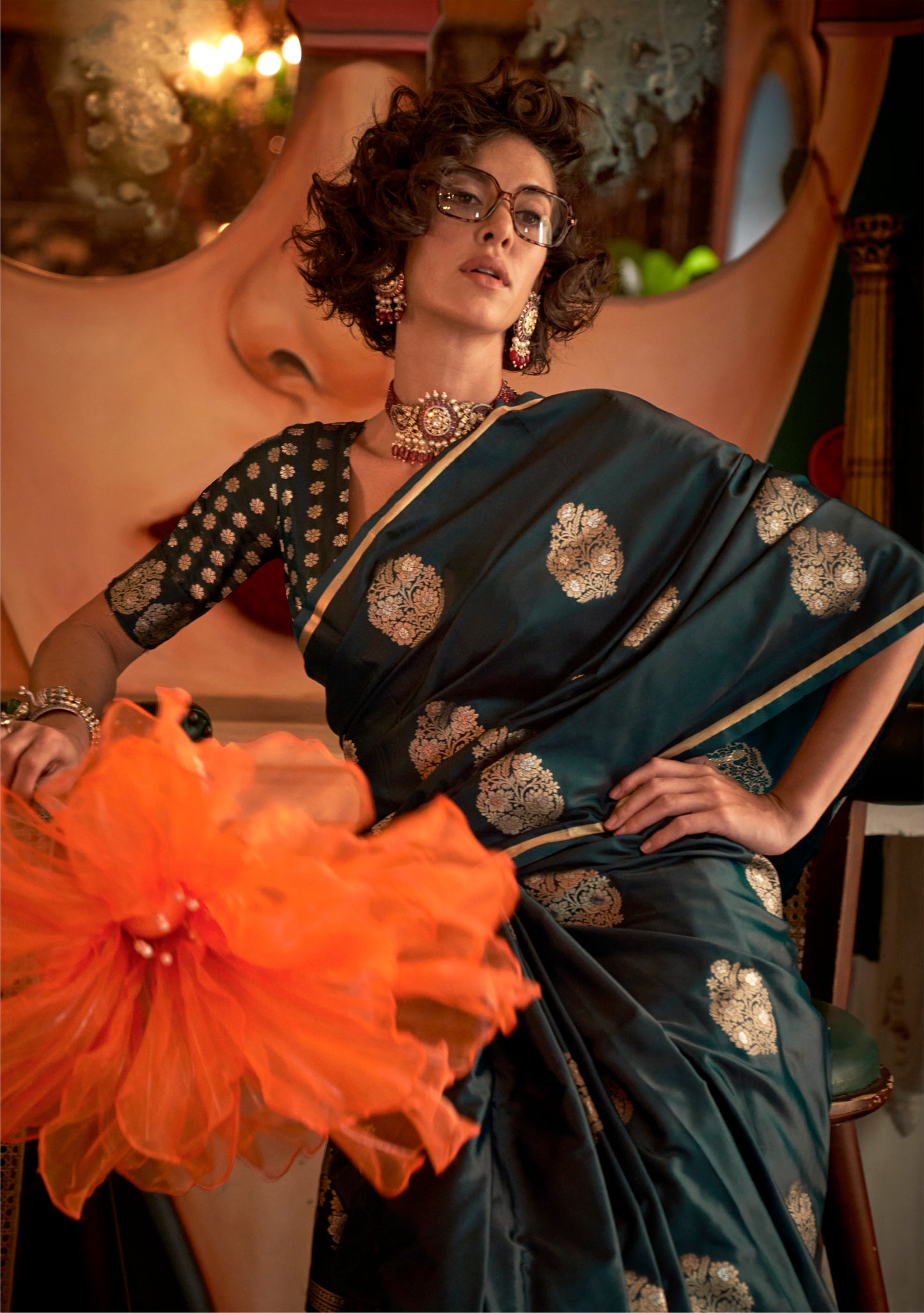 Aarohi Pure Satin Silk Saree - 6 Colours