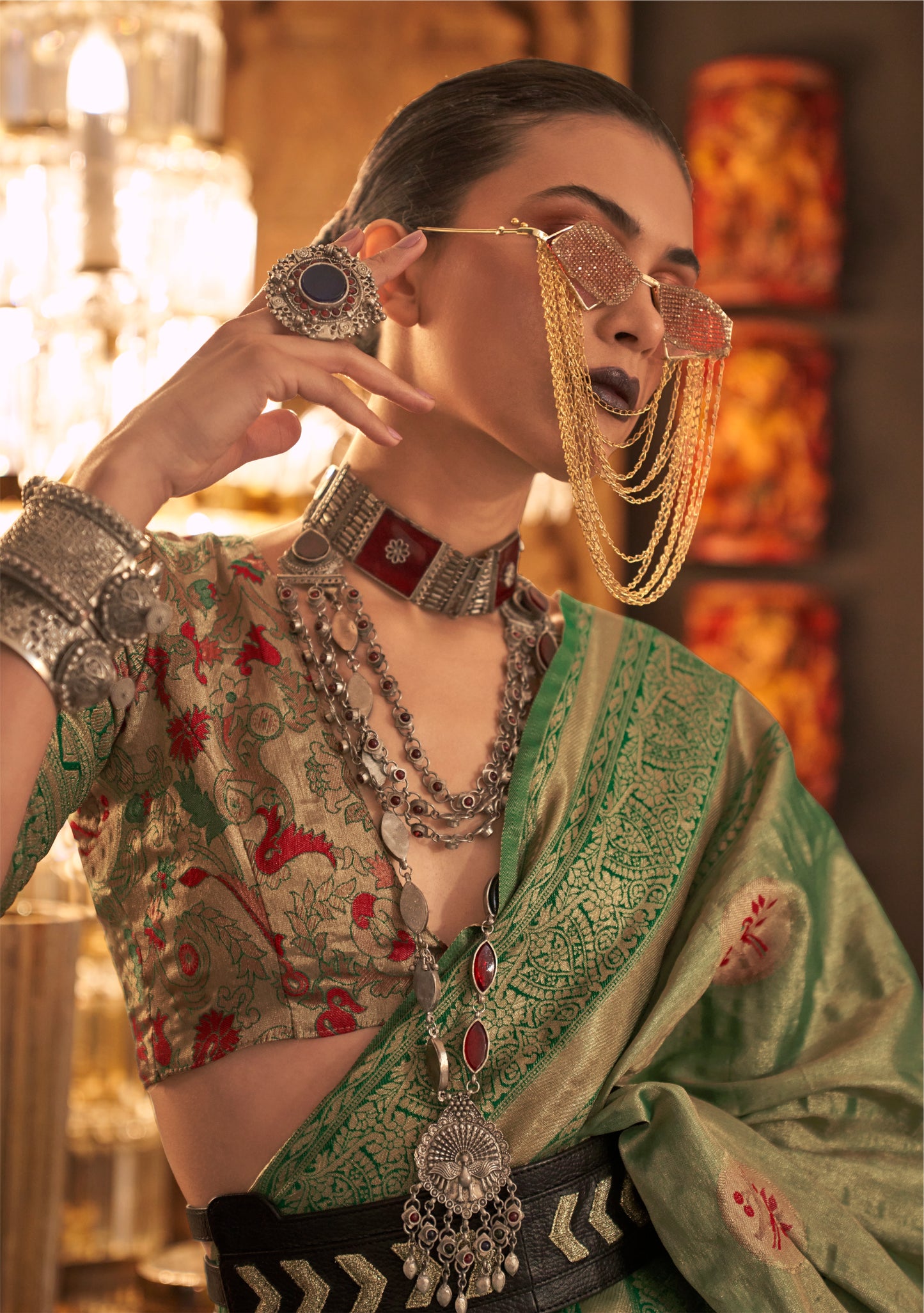 Ruhika Green Silk Saree