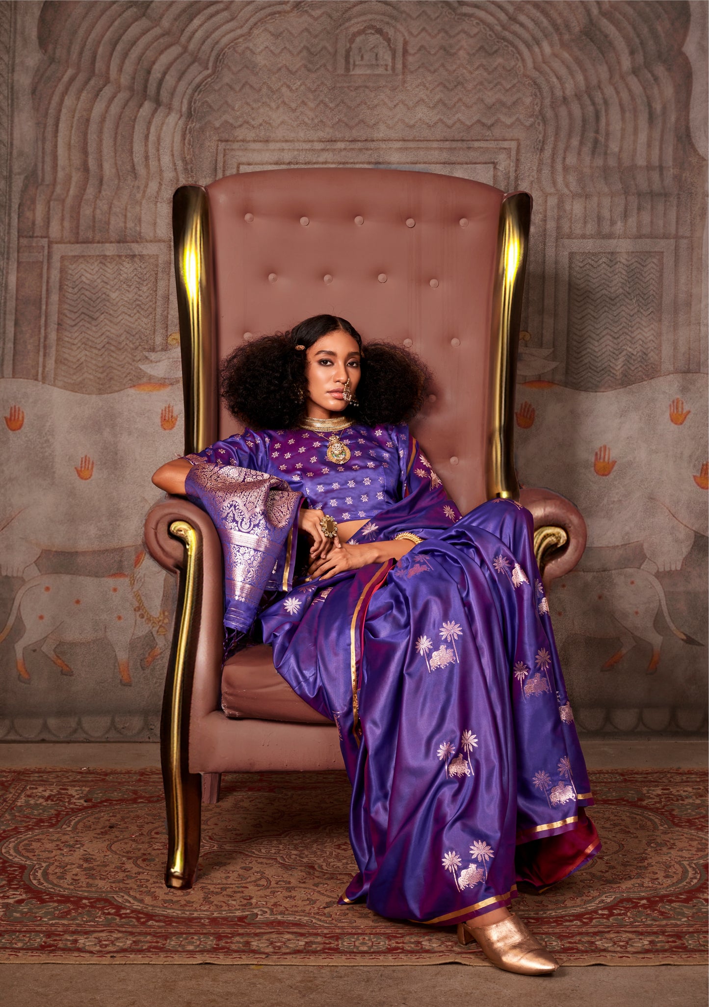 Nayantara Purple Pichwai Satin Silk Saree