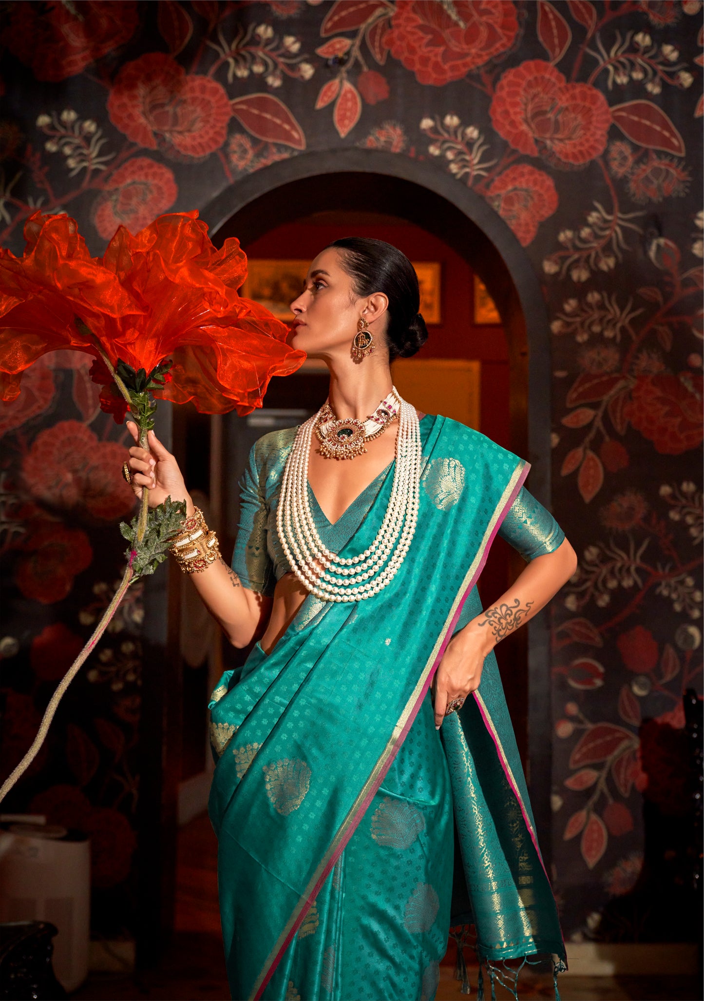 Ishani Green Silk Saree