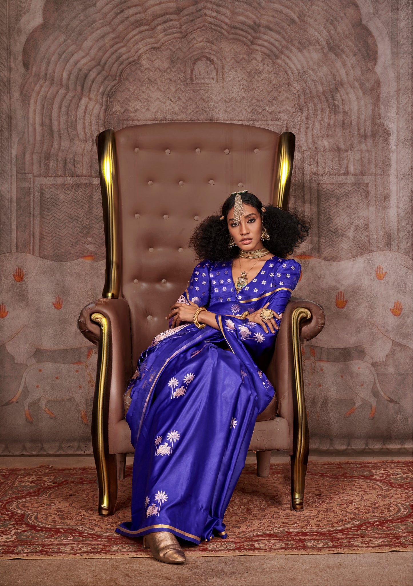 Nayantara Blue Pichwai Satin Silk Saree