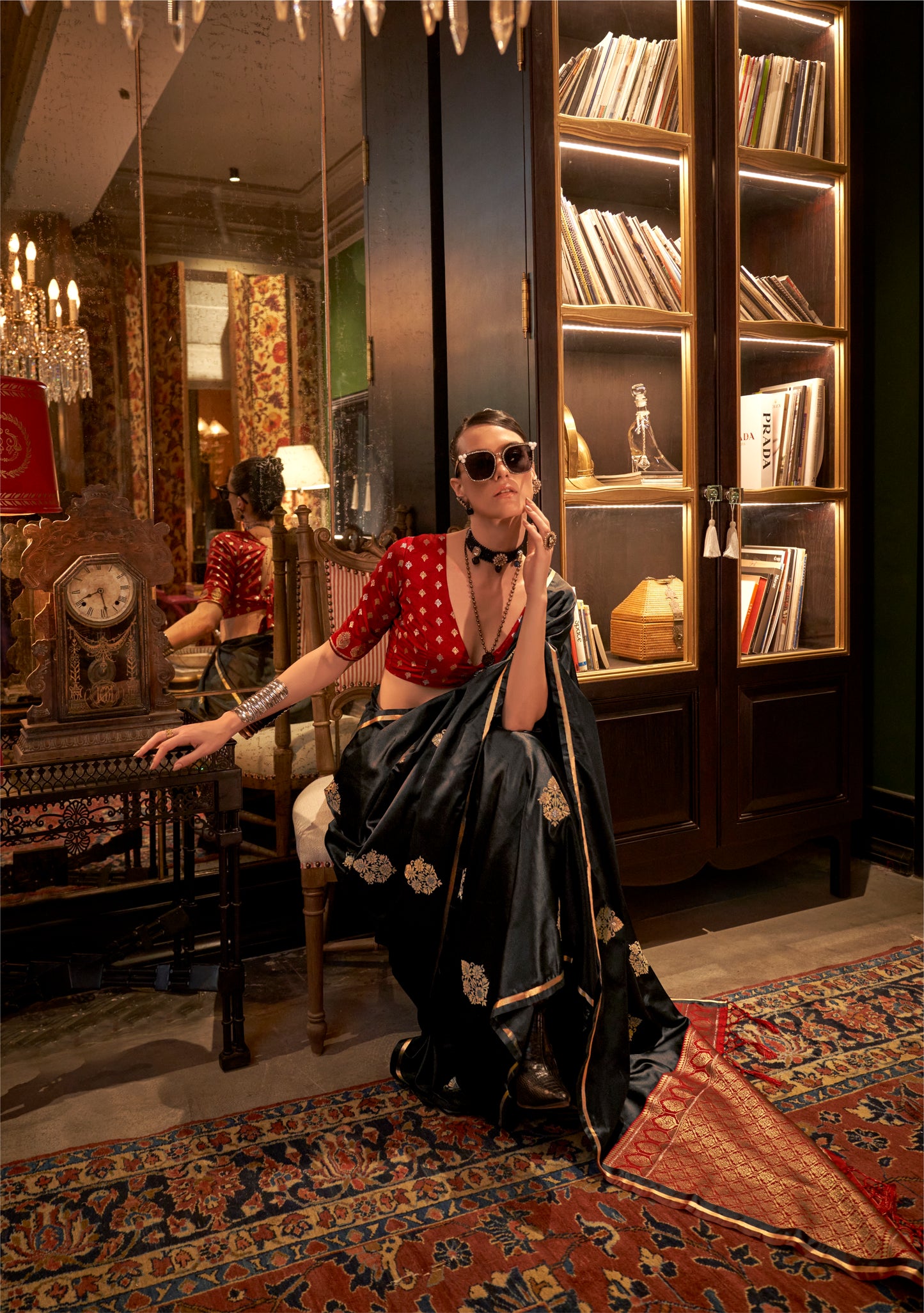 Revati Black Silk Saree