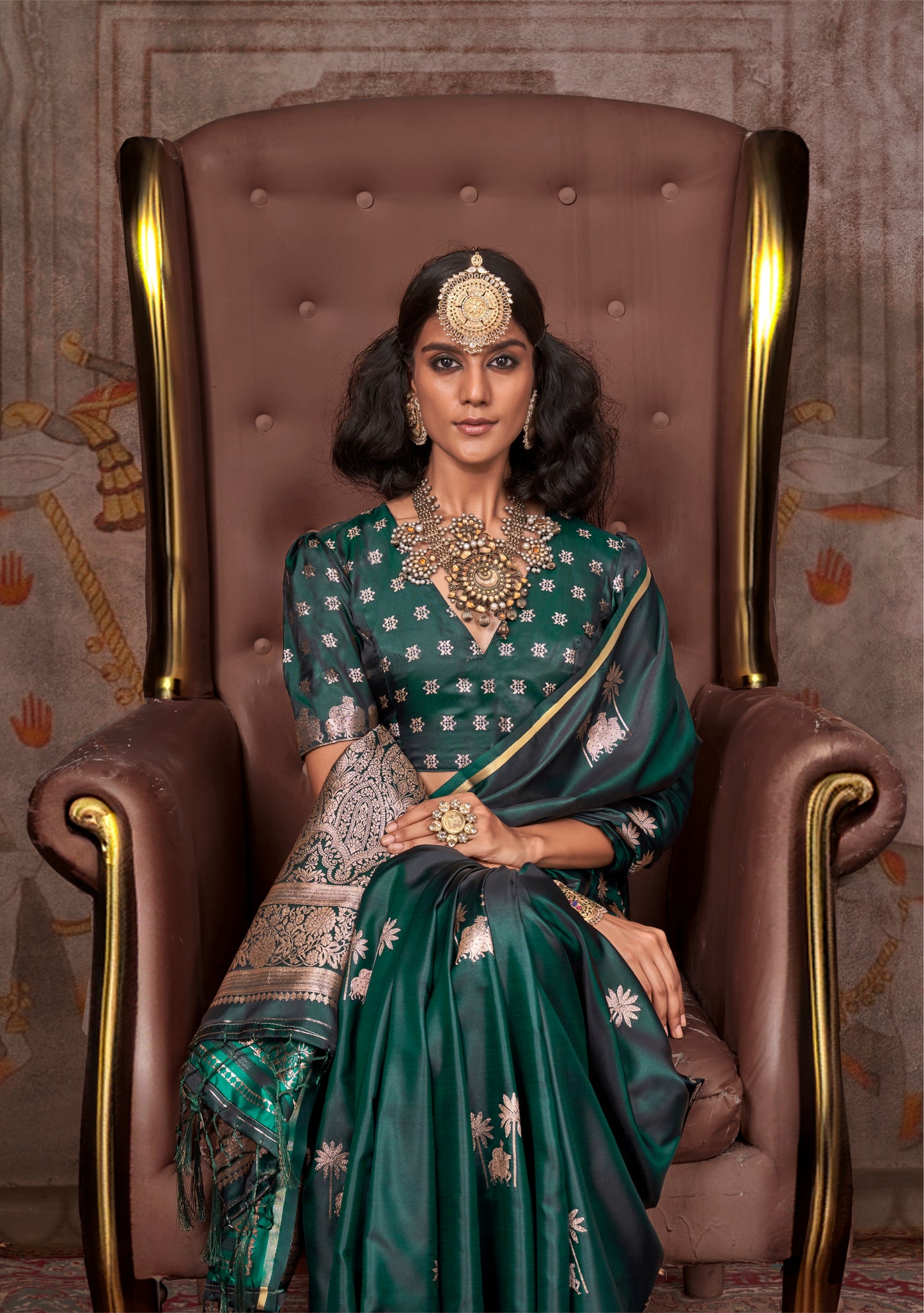Nayantara Green Pichwai Satin Silk Saree