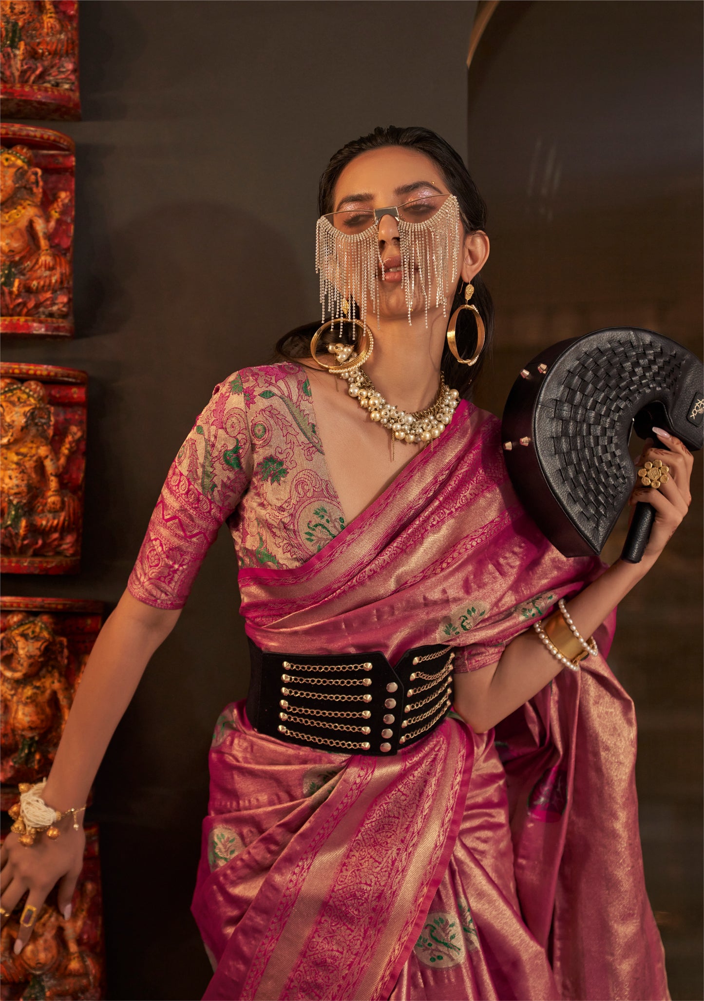 Ruhika Pink Silk Saree