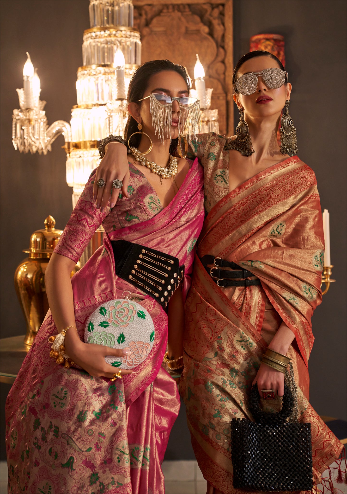 Ruhika Pink Silk Saree