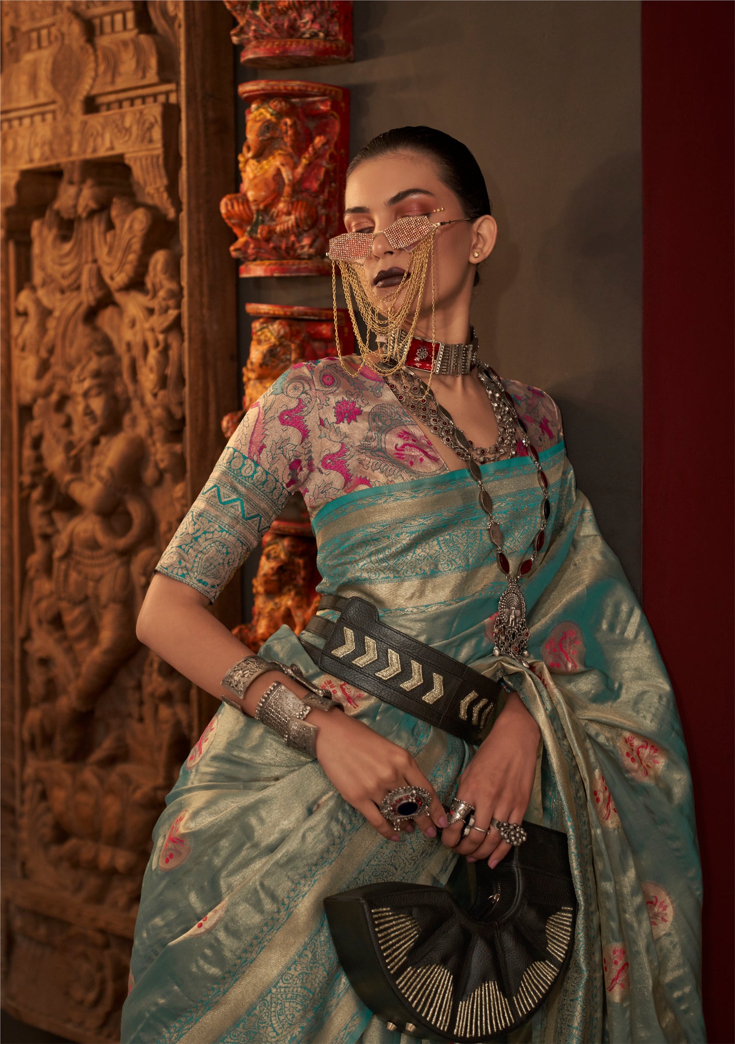 Ruhika Blue Silk Saree