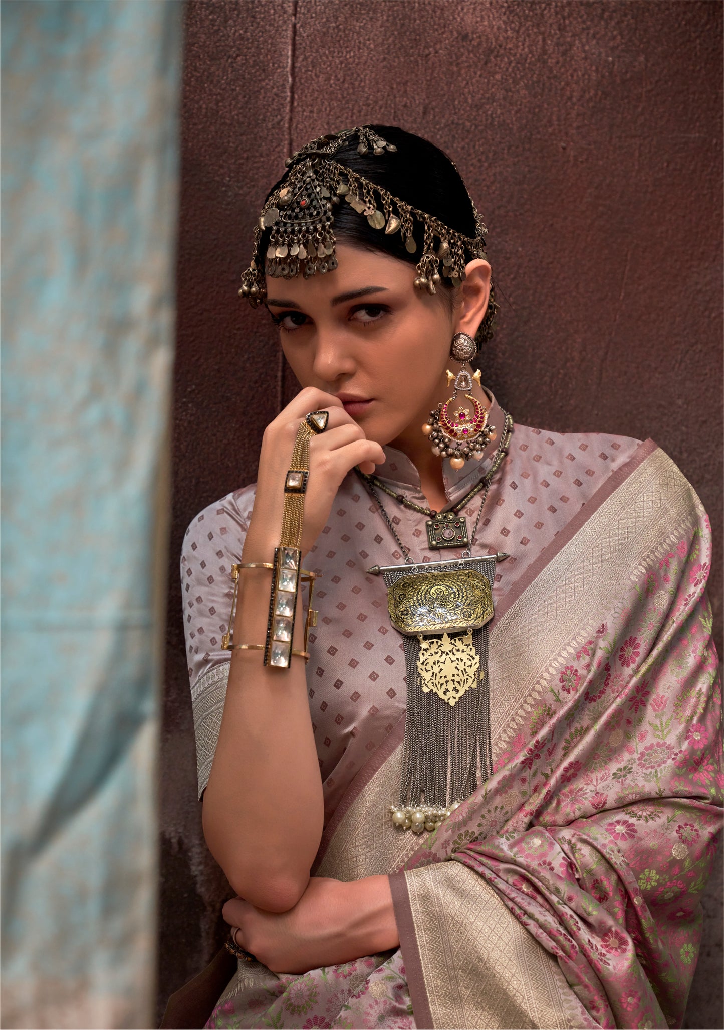 Niharika Purple Satin Silk Saree - Style 2