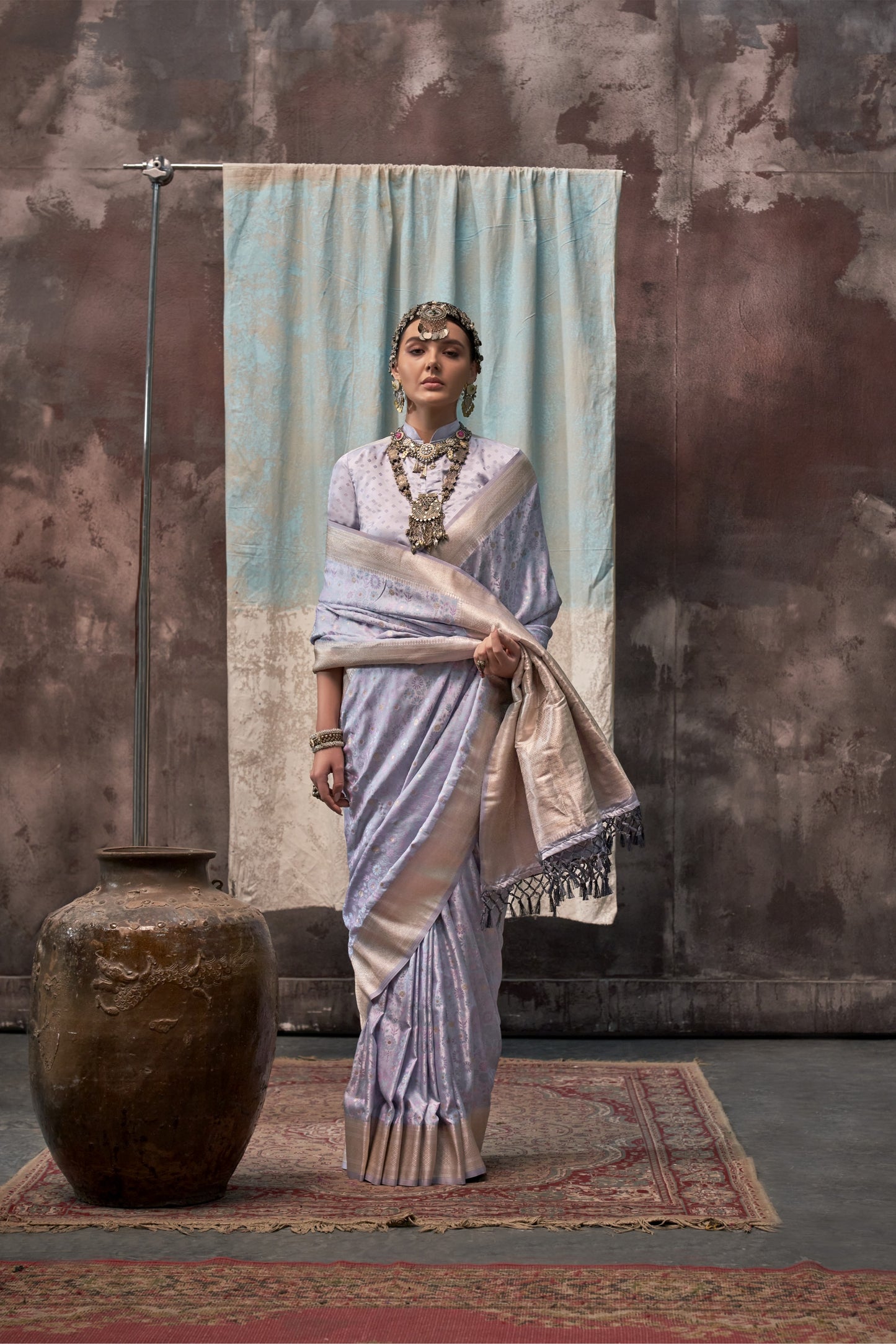 Niharika Blue Satin Silk Saree