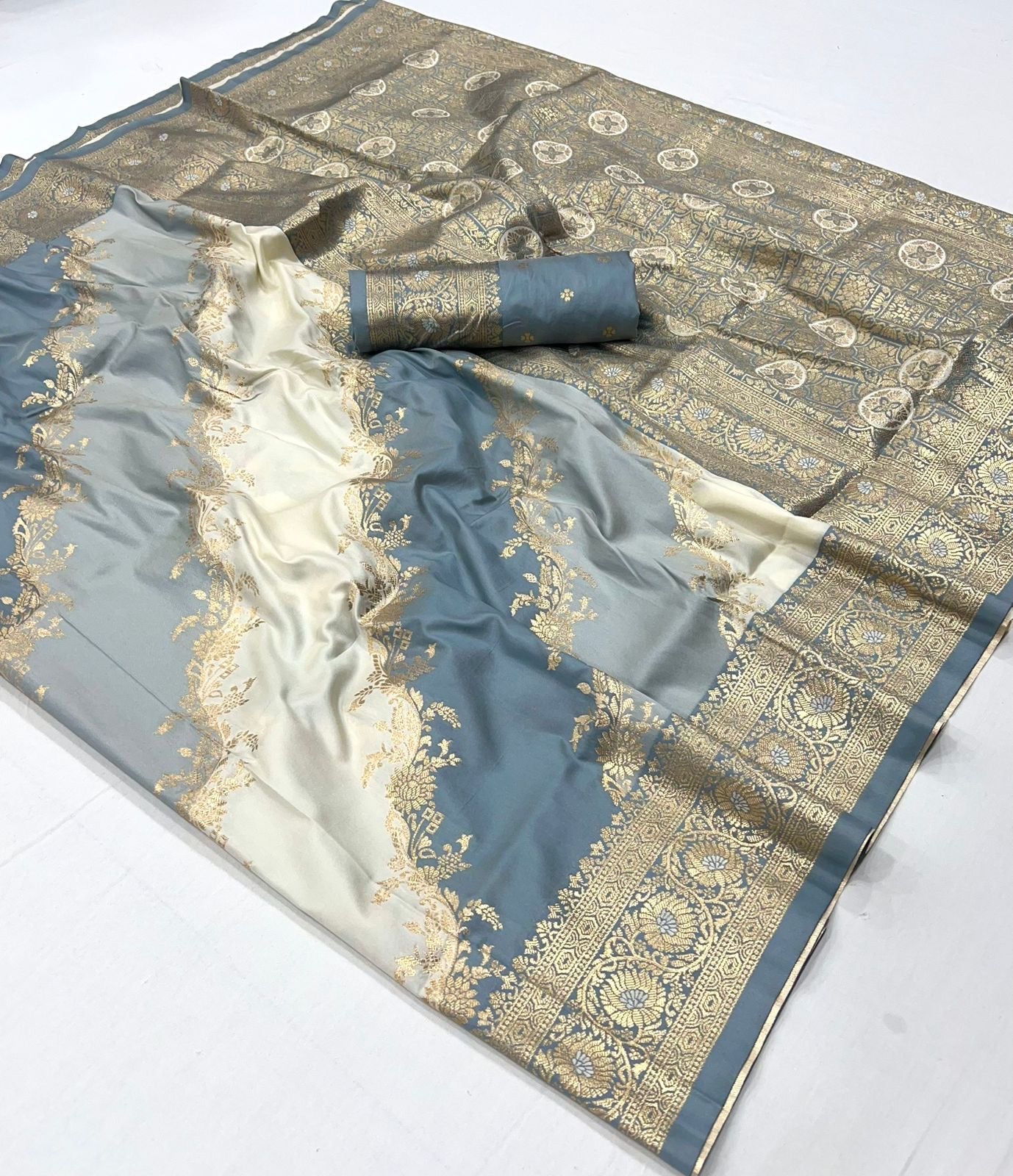 Sharini Grey Silk Saree