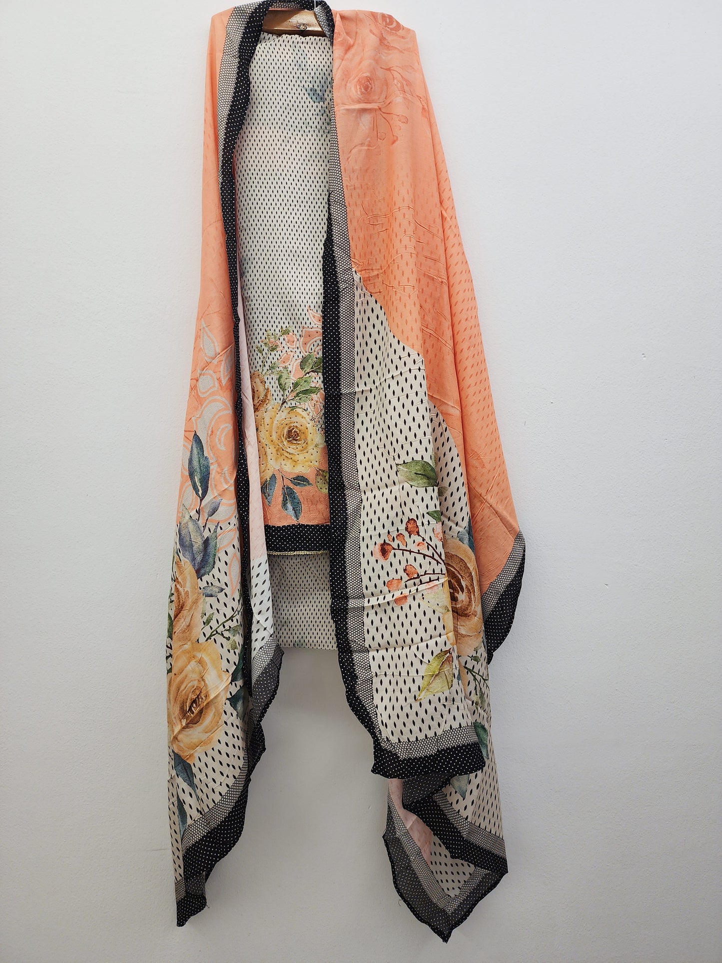 Cream Printed Modal with Embroidery