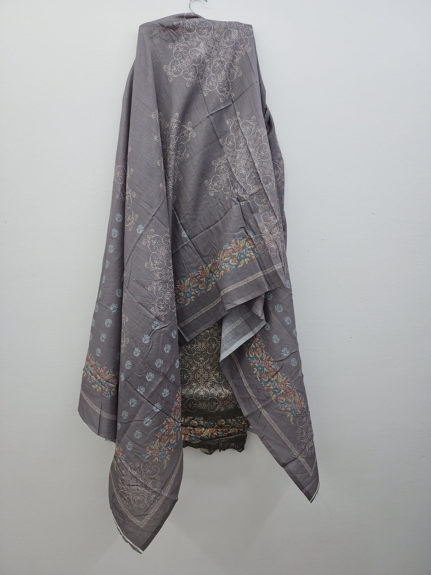 Grey Pure Cotton Printed Suit