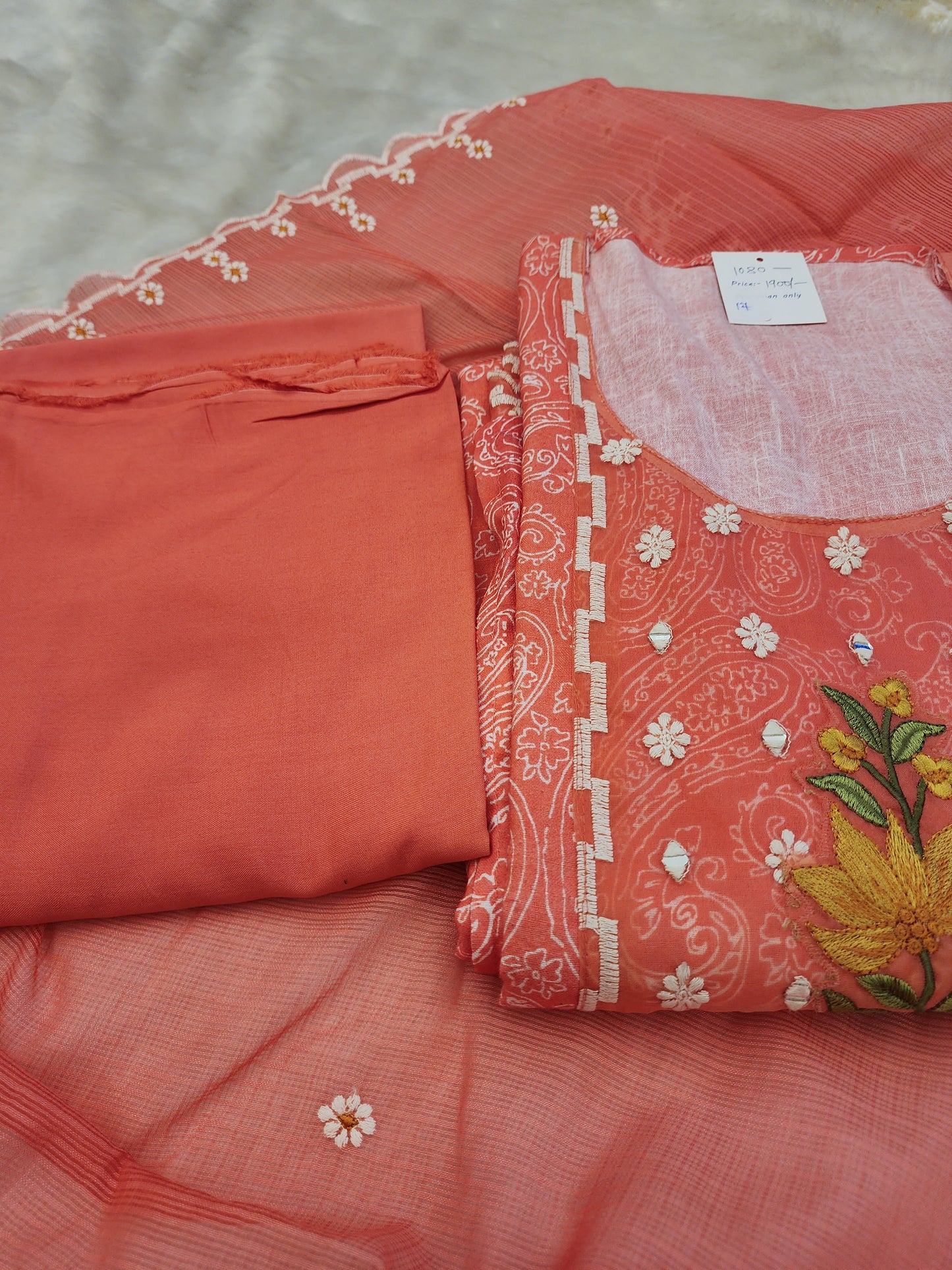 Peach Linen Cotton Suit