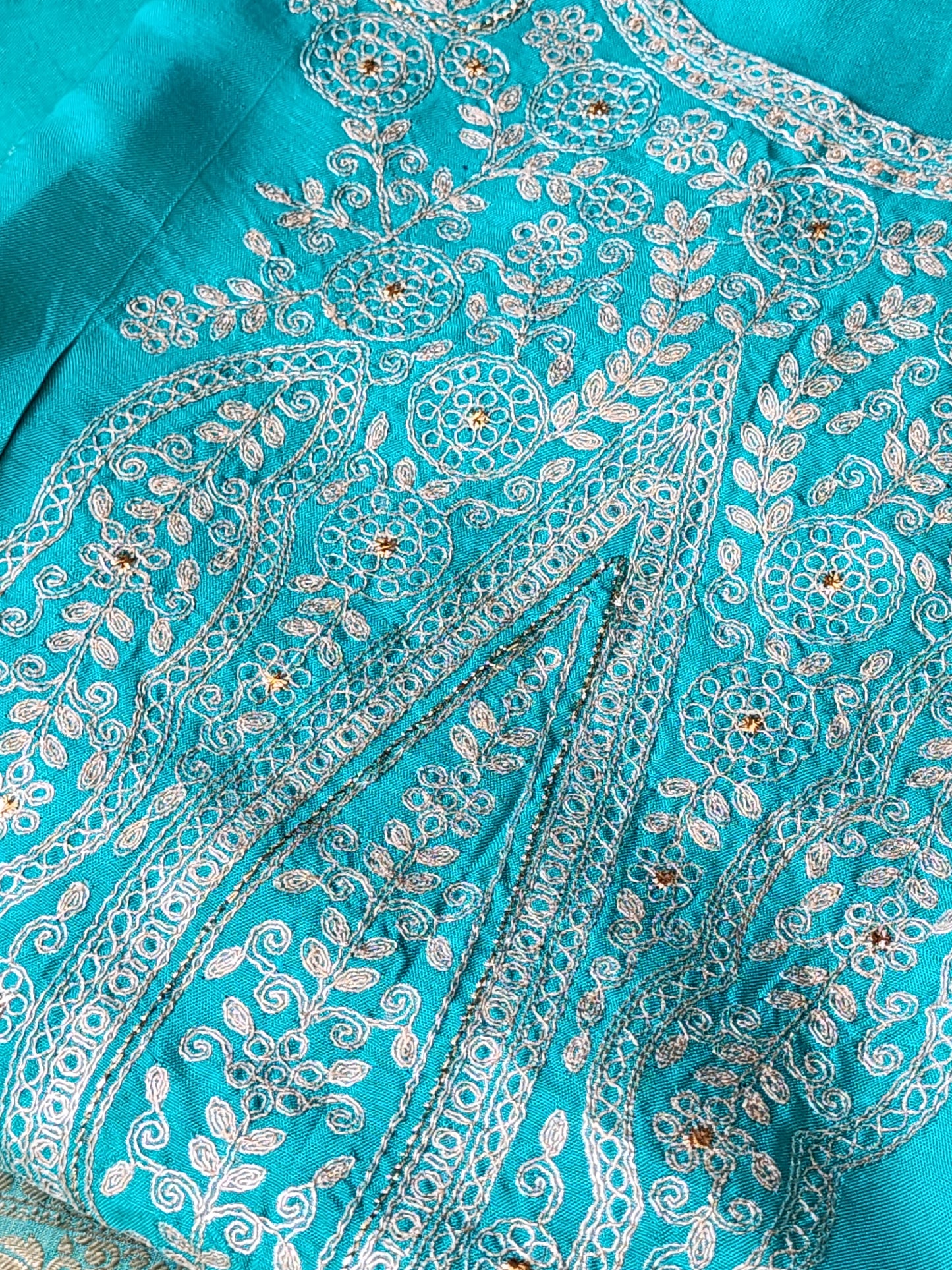 Turquoise Blue Silk Suit