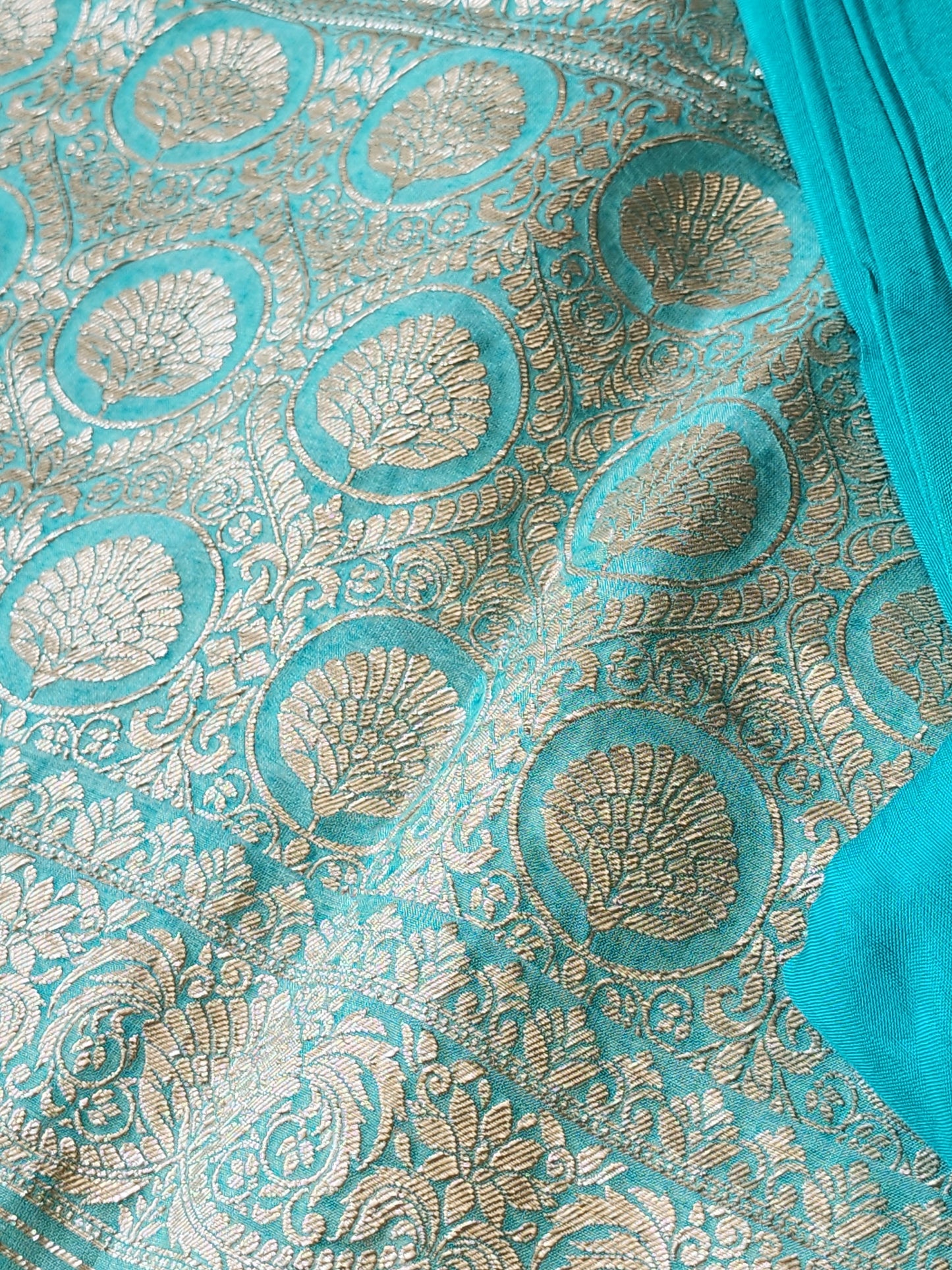 Turquoise Blue Silk Suit