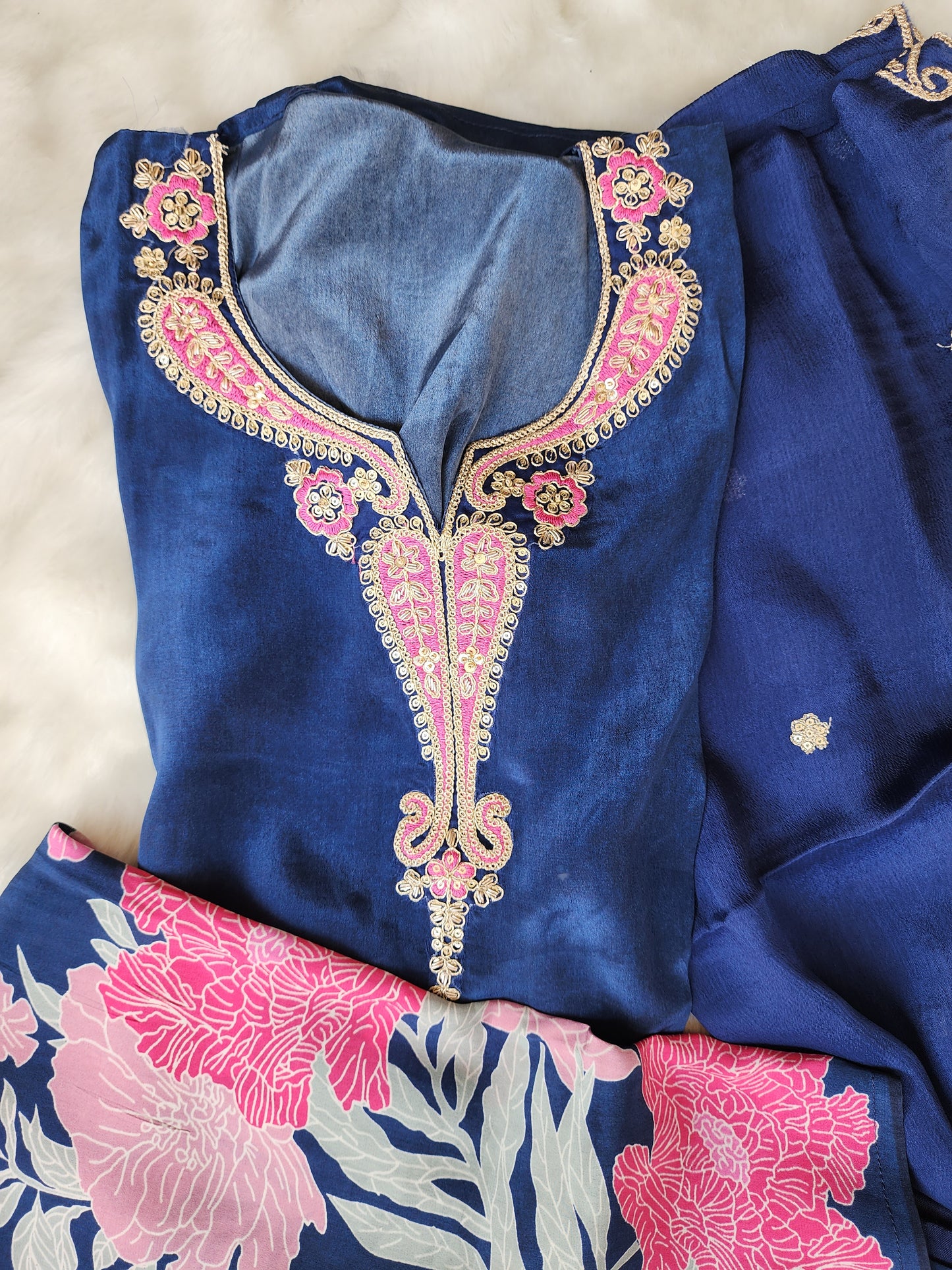 Blue Pure Crepe Suit