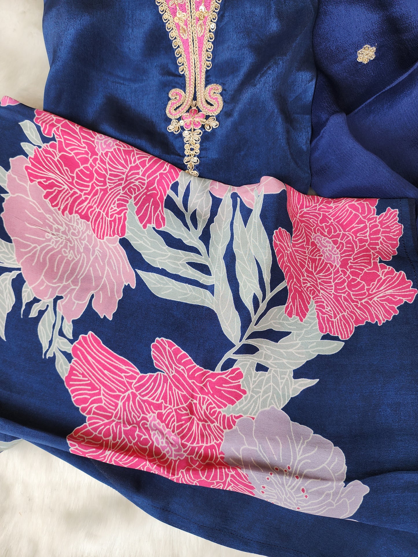Blue Pure Crepe Suit