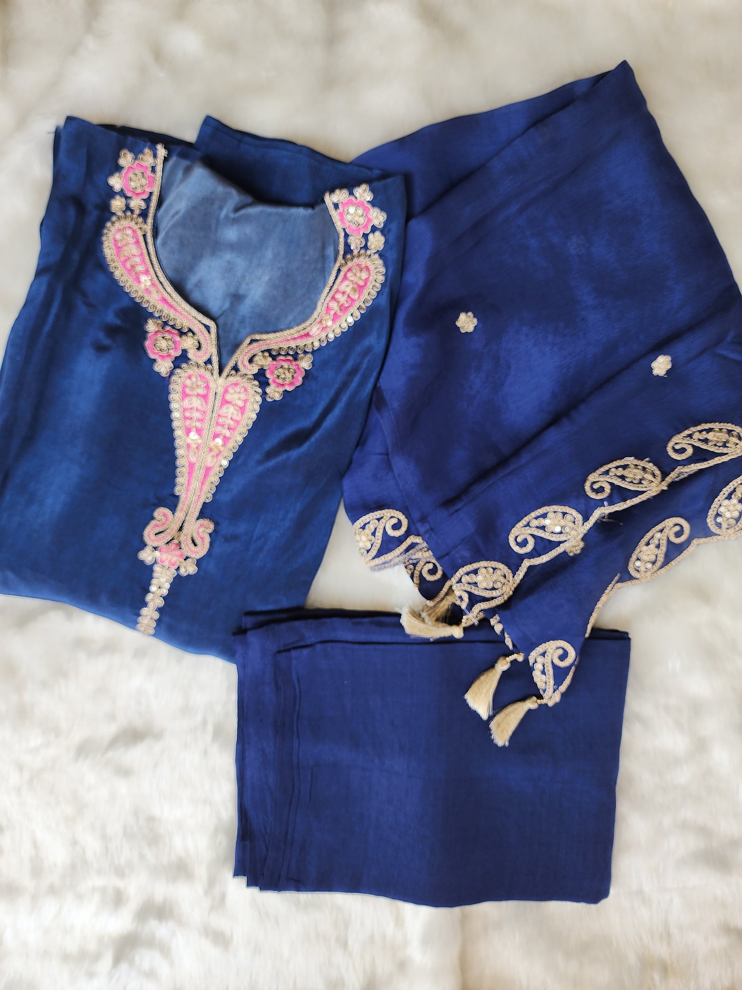 Blue Pure Crepe Suit