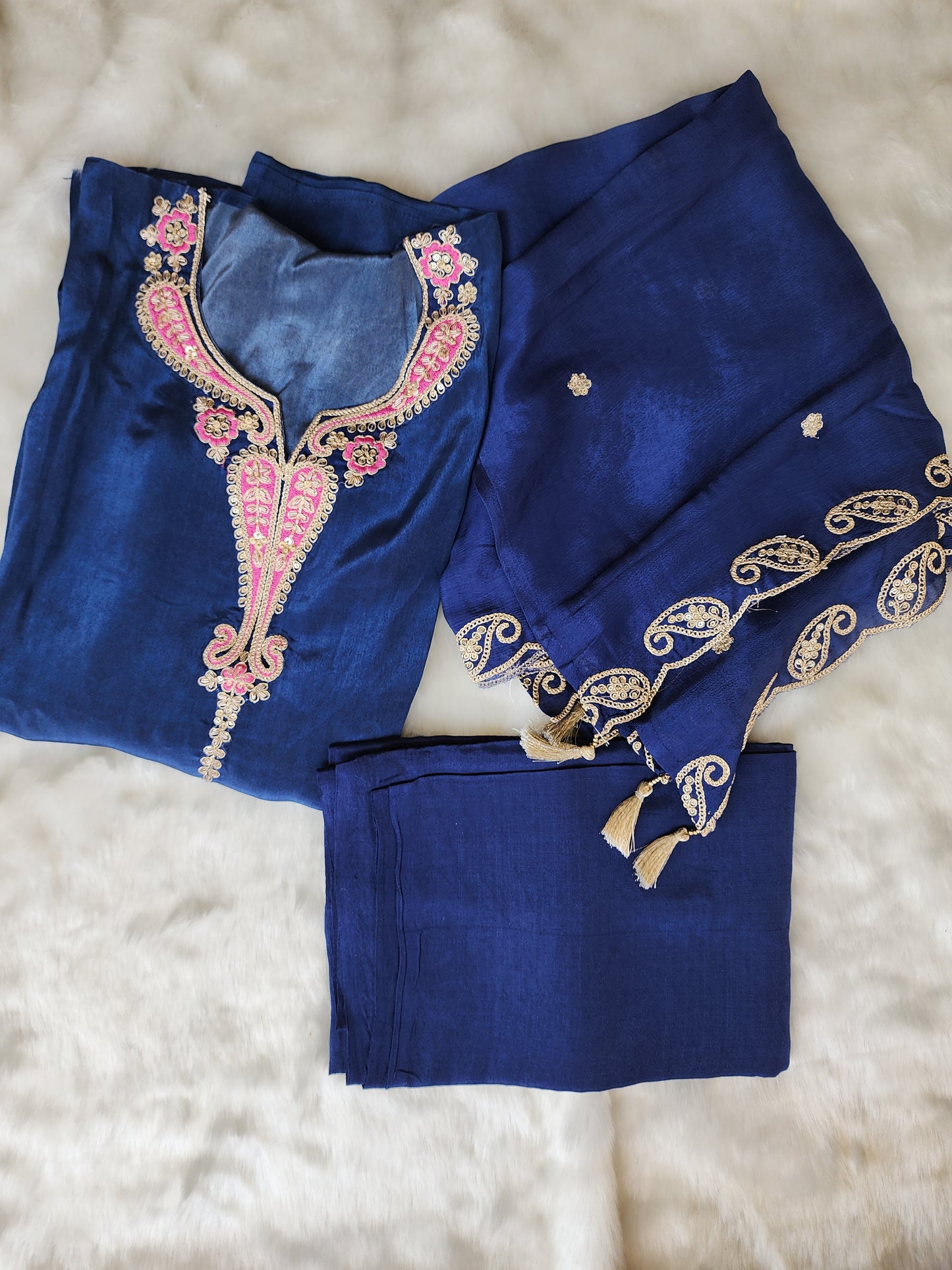 Blue Pure Crepe Suit