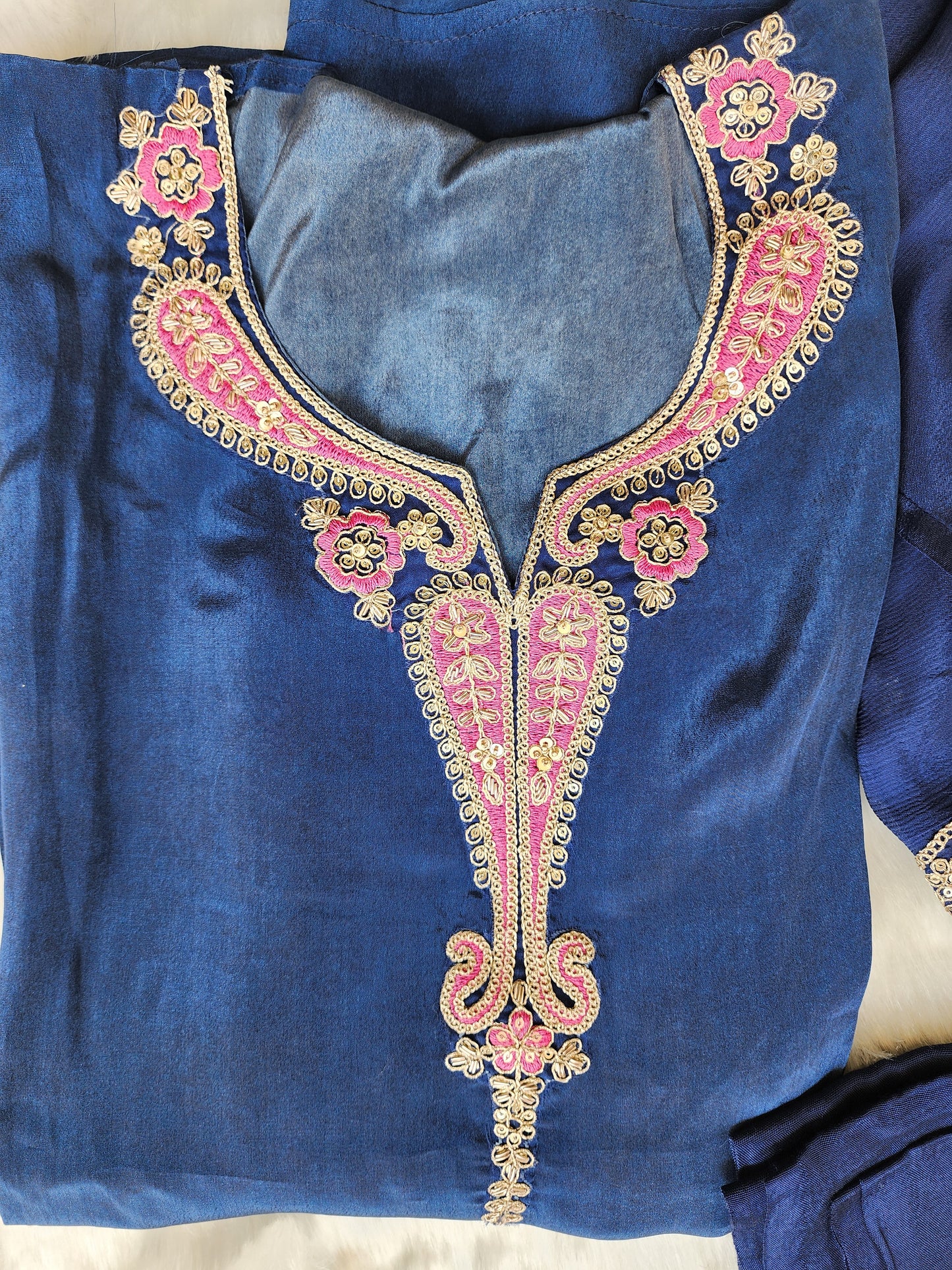 Blue Pure Crepe Suit