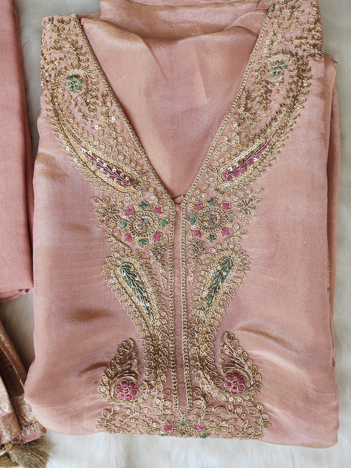 Peach Shimmer Tissue Suit