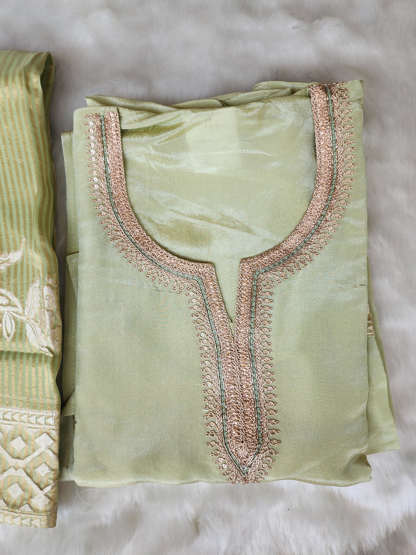 Green Shimmer Tissue Suit