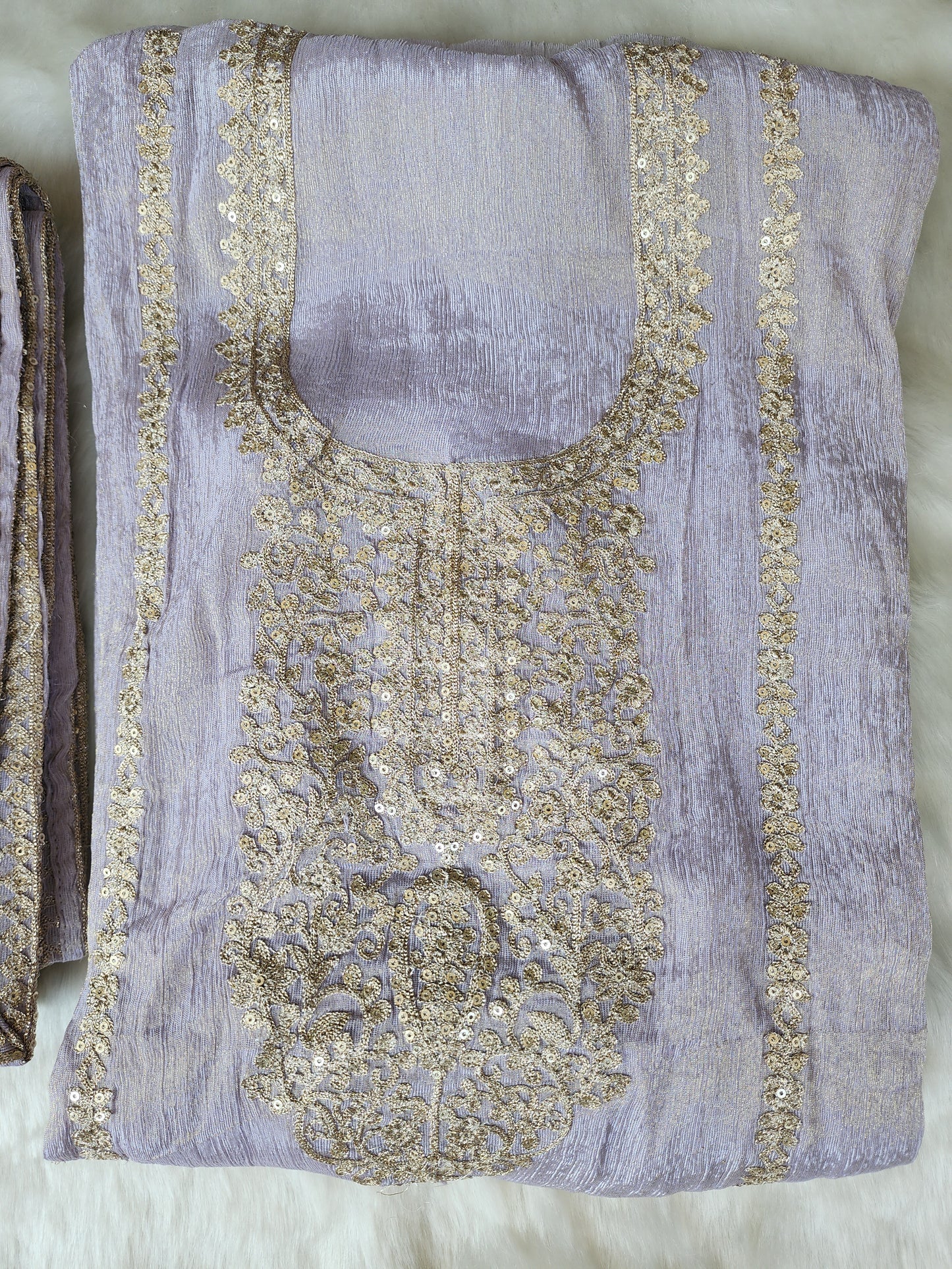 Purple Crush Tissue Suit Fully Embroidered