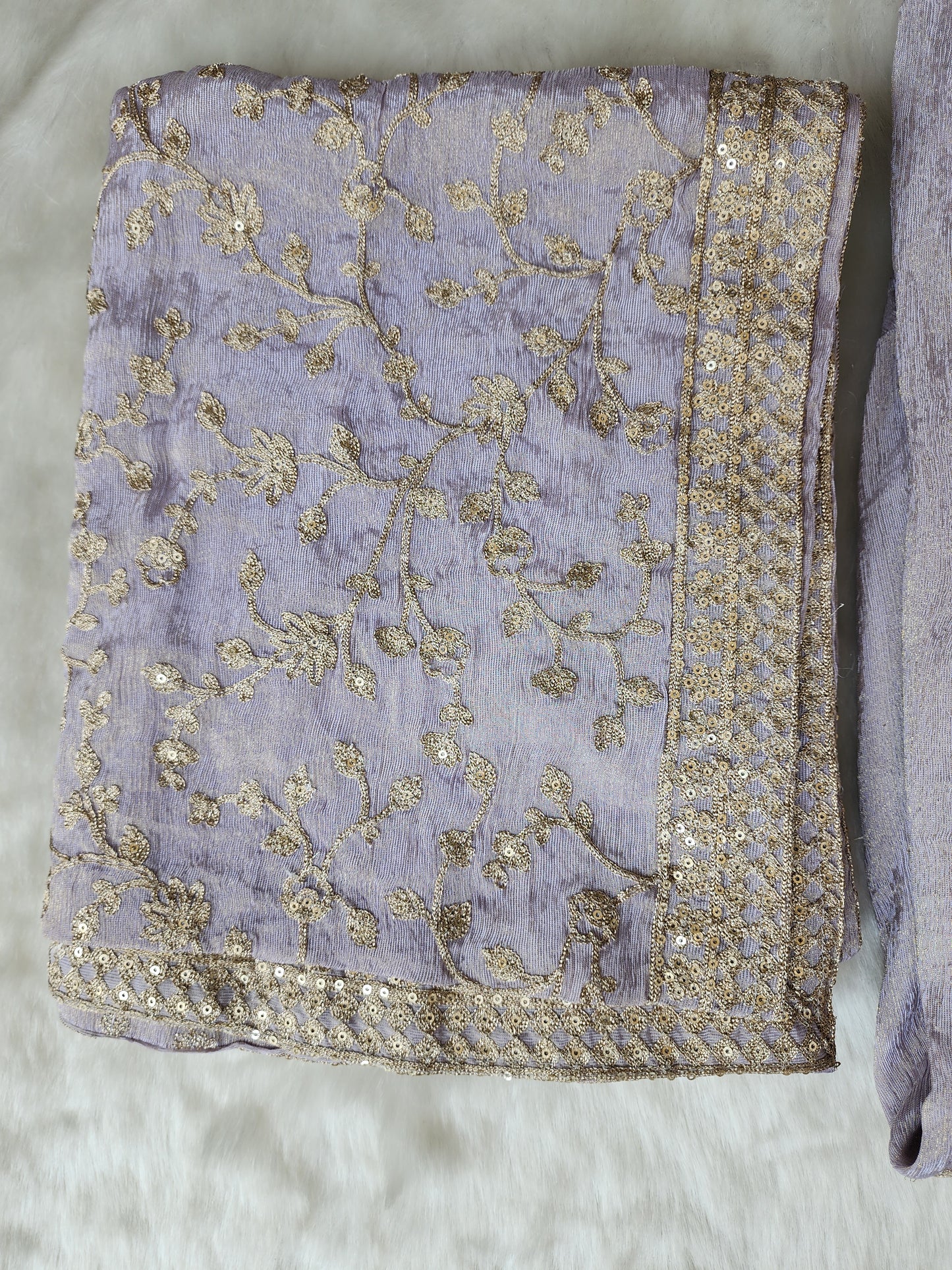 Purple Crush Tissue Suit Fully Embroidered