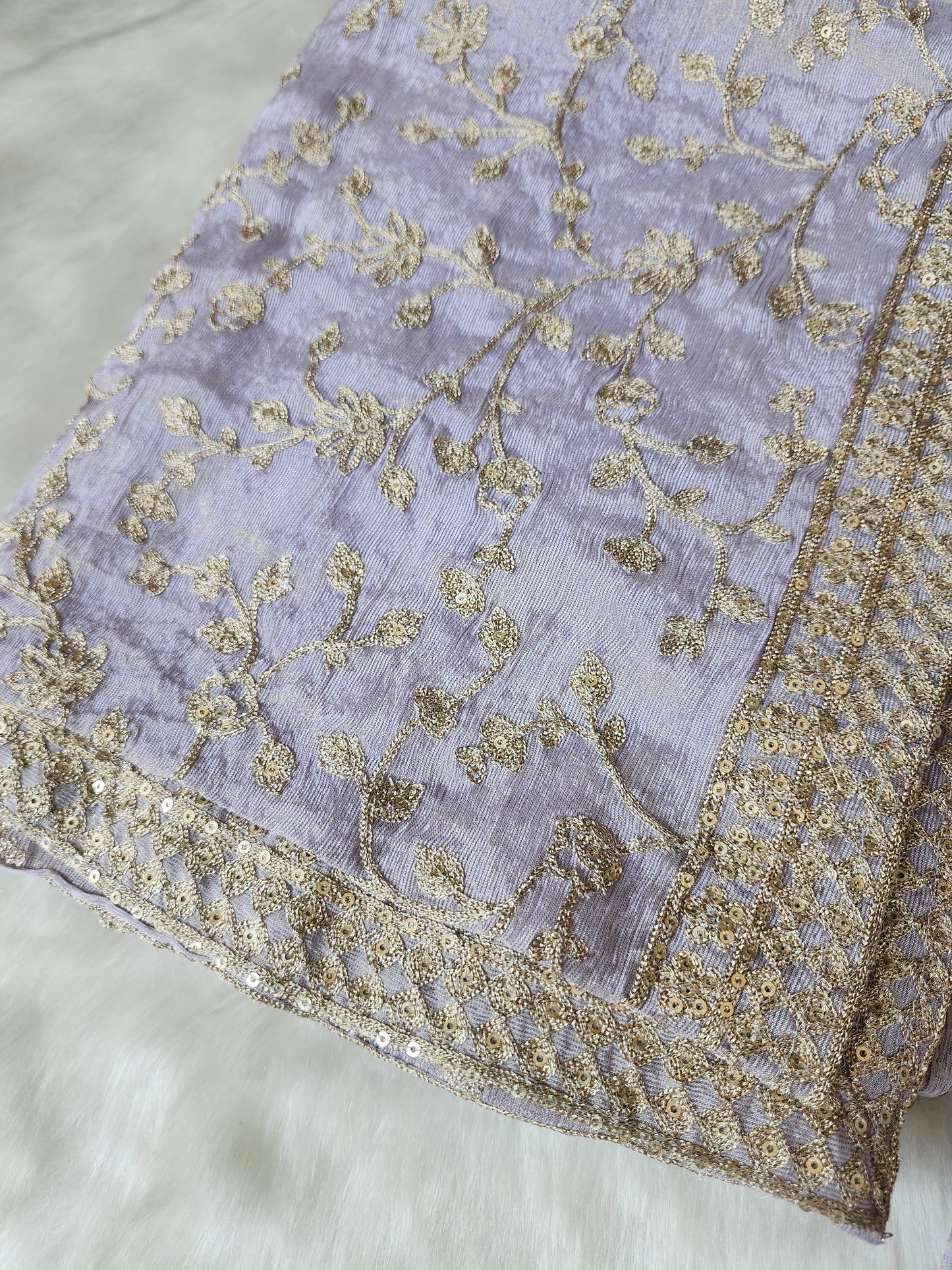Purple Crush Tissue Suit Fully Embroidered