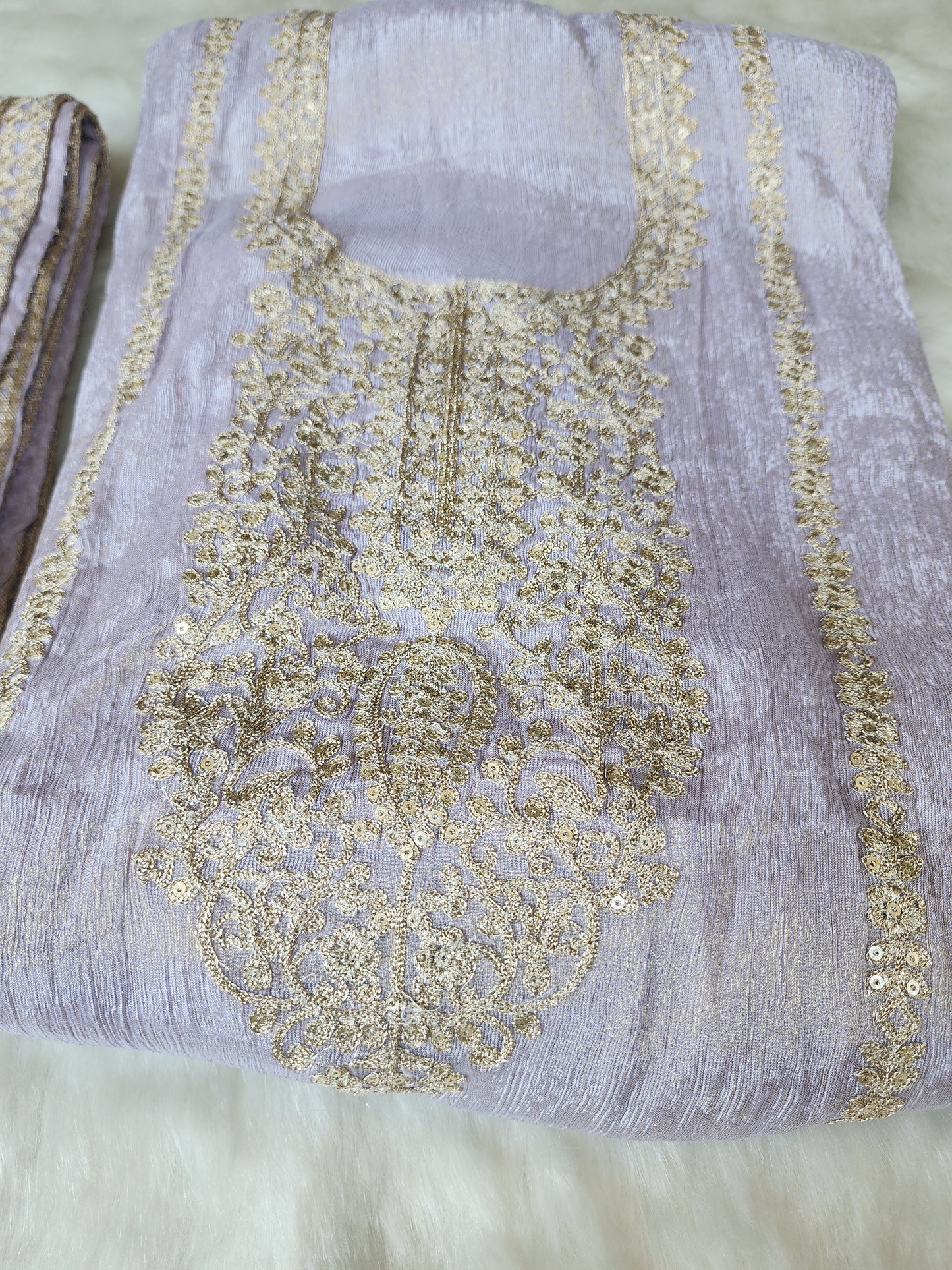 Purple Crush Tissue Suit Fully Embroidered
