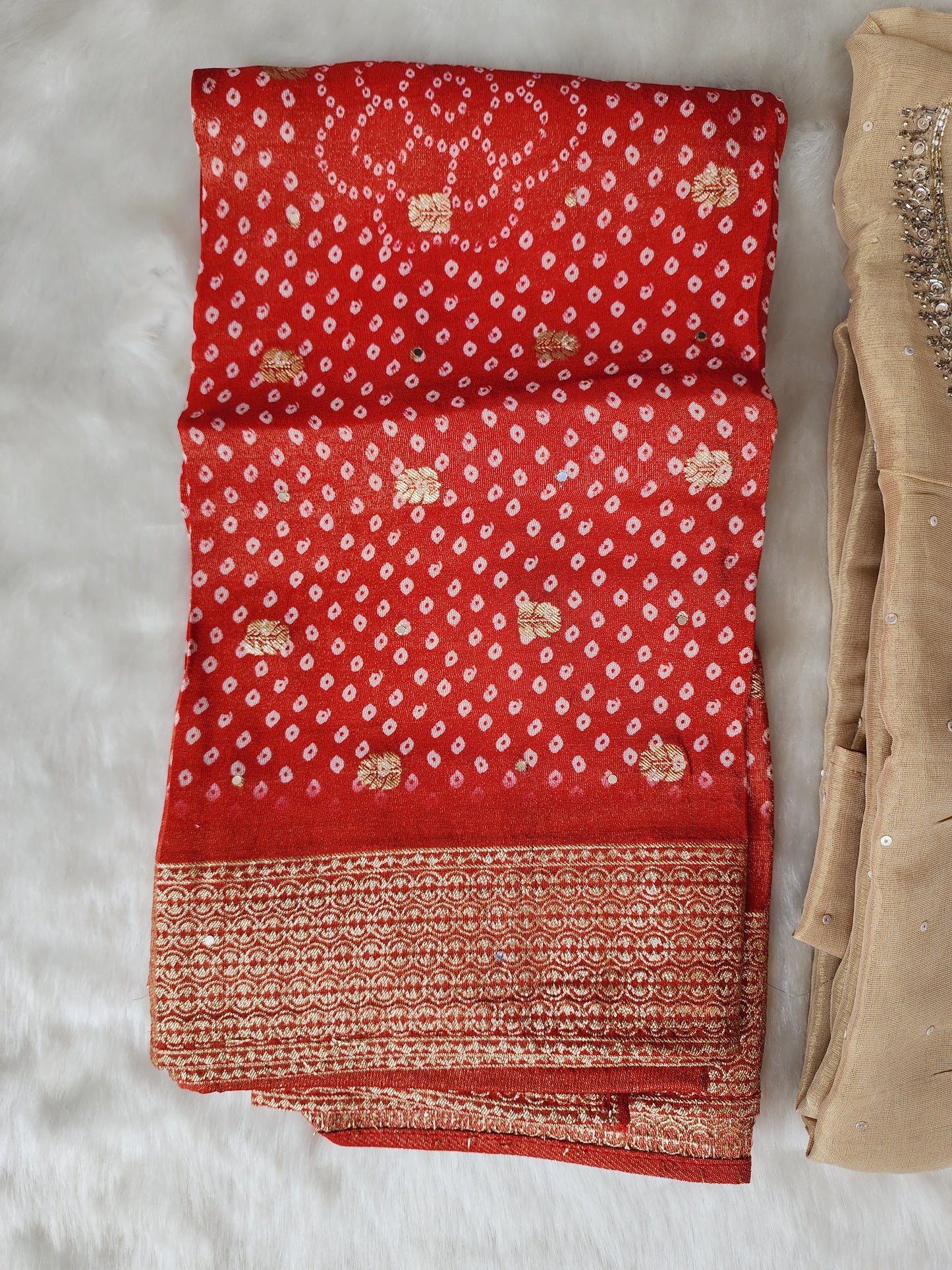 Beige Shimmer Tissue Suit