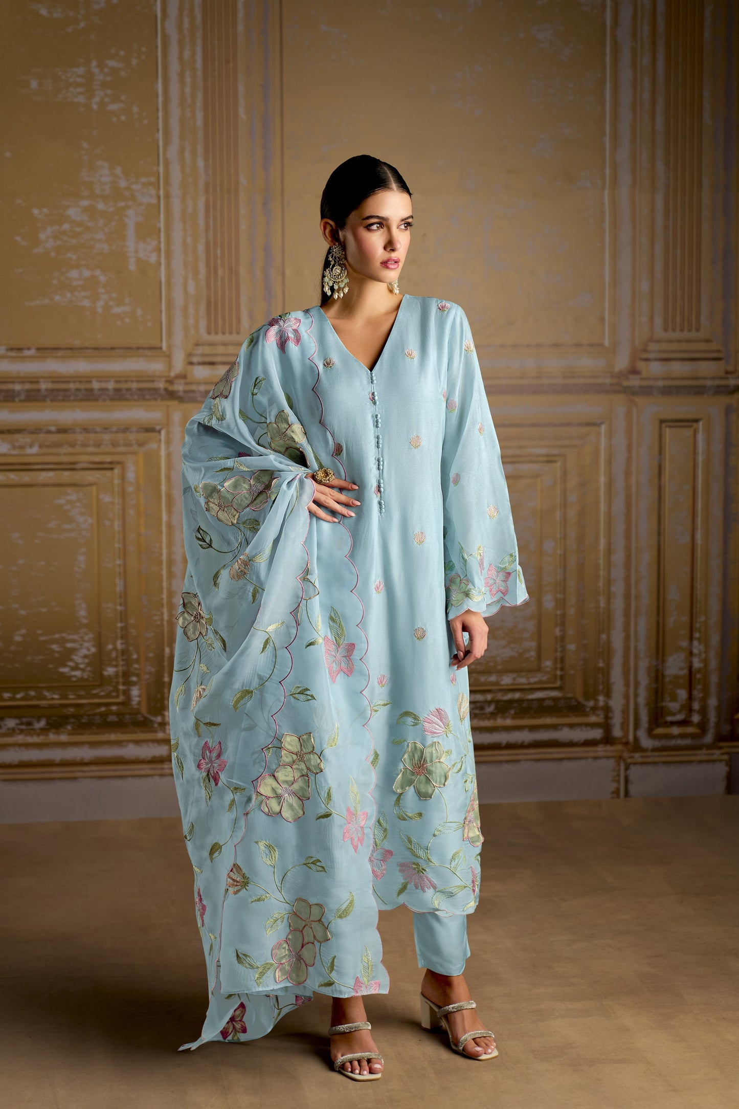 Rashmi Pure Bamber Silk Blue Dress Material