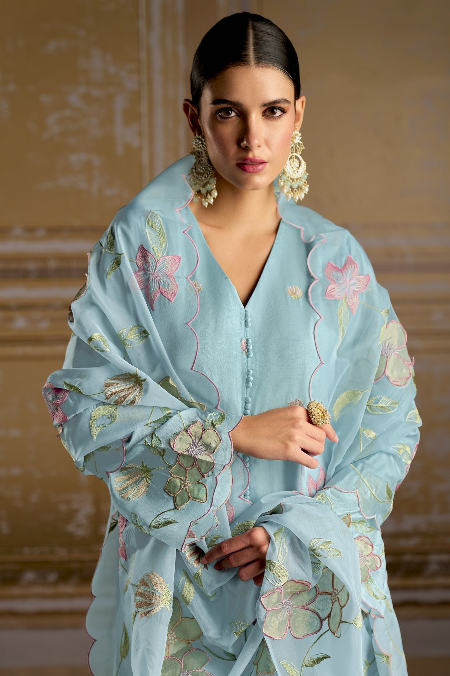 Rashmi Pure Bamber Silk Blue Dress Material