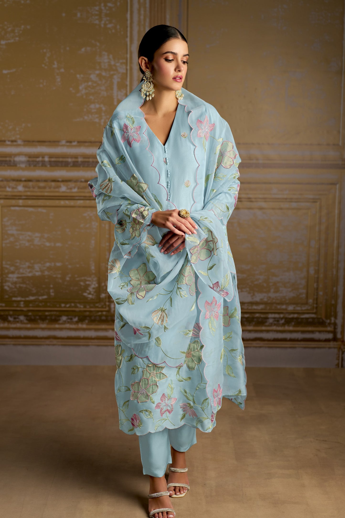 Rashmi Pure Bamber Silk Blue Dress Material