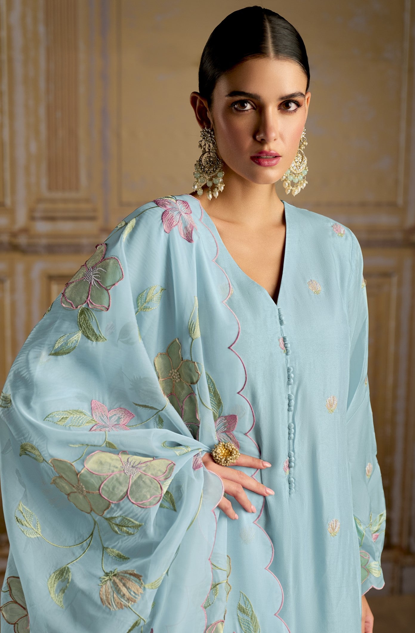 Rashmi Pure Bamber Silk Blue Dress Material