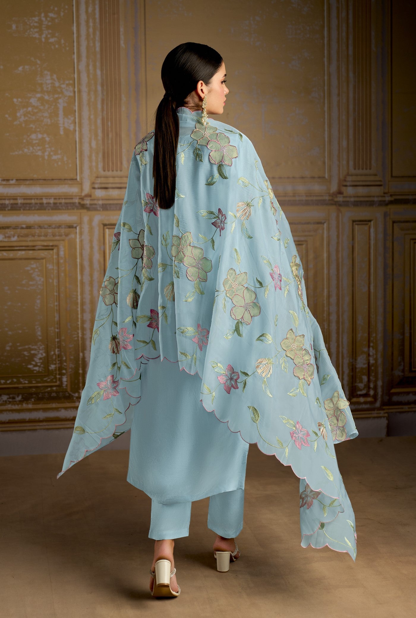 Rashmi Pure Bamber Silk Blue Dress Material