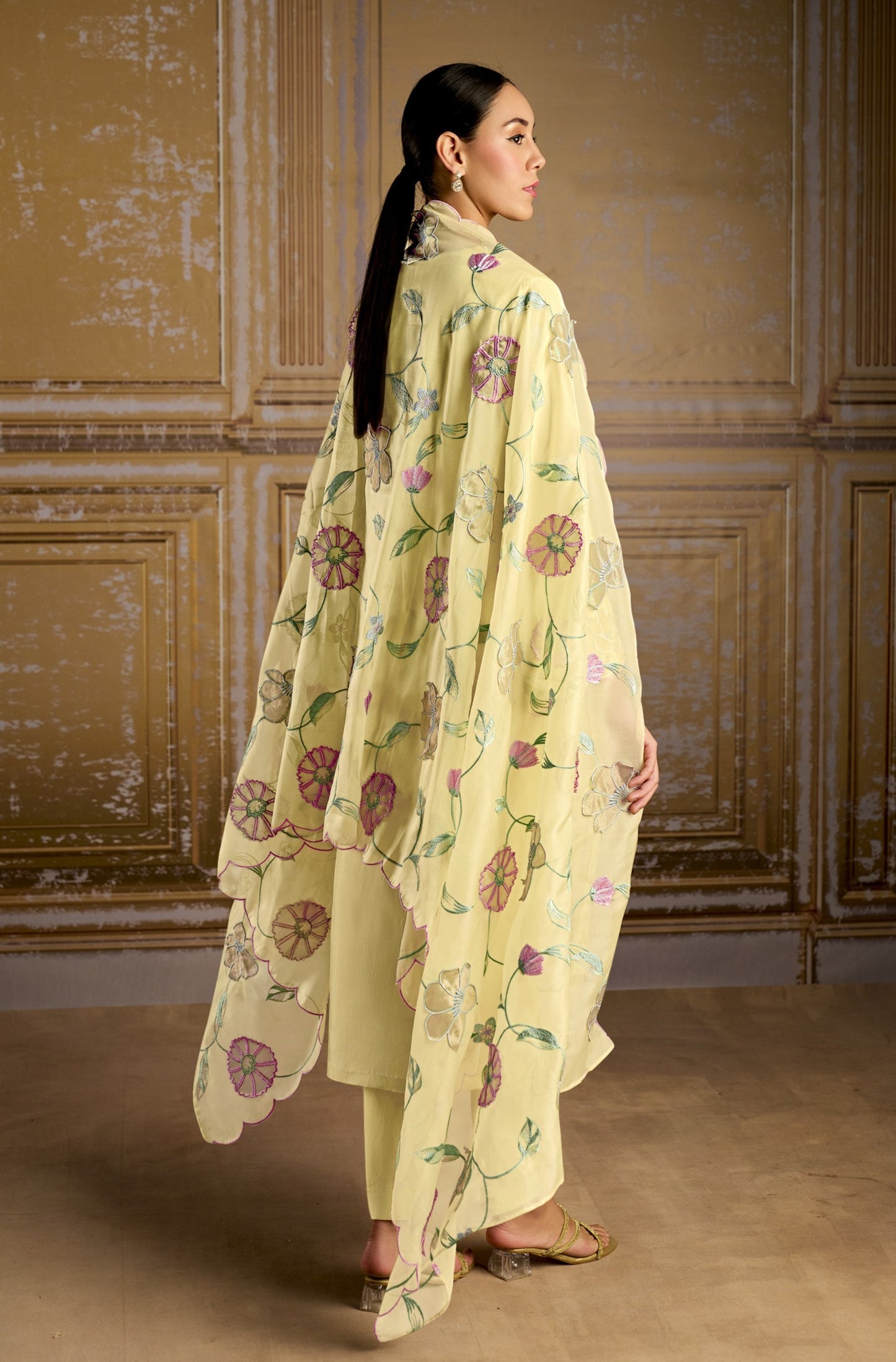 Rashmi Pure Bamber Silk Yellow Dress Material