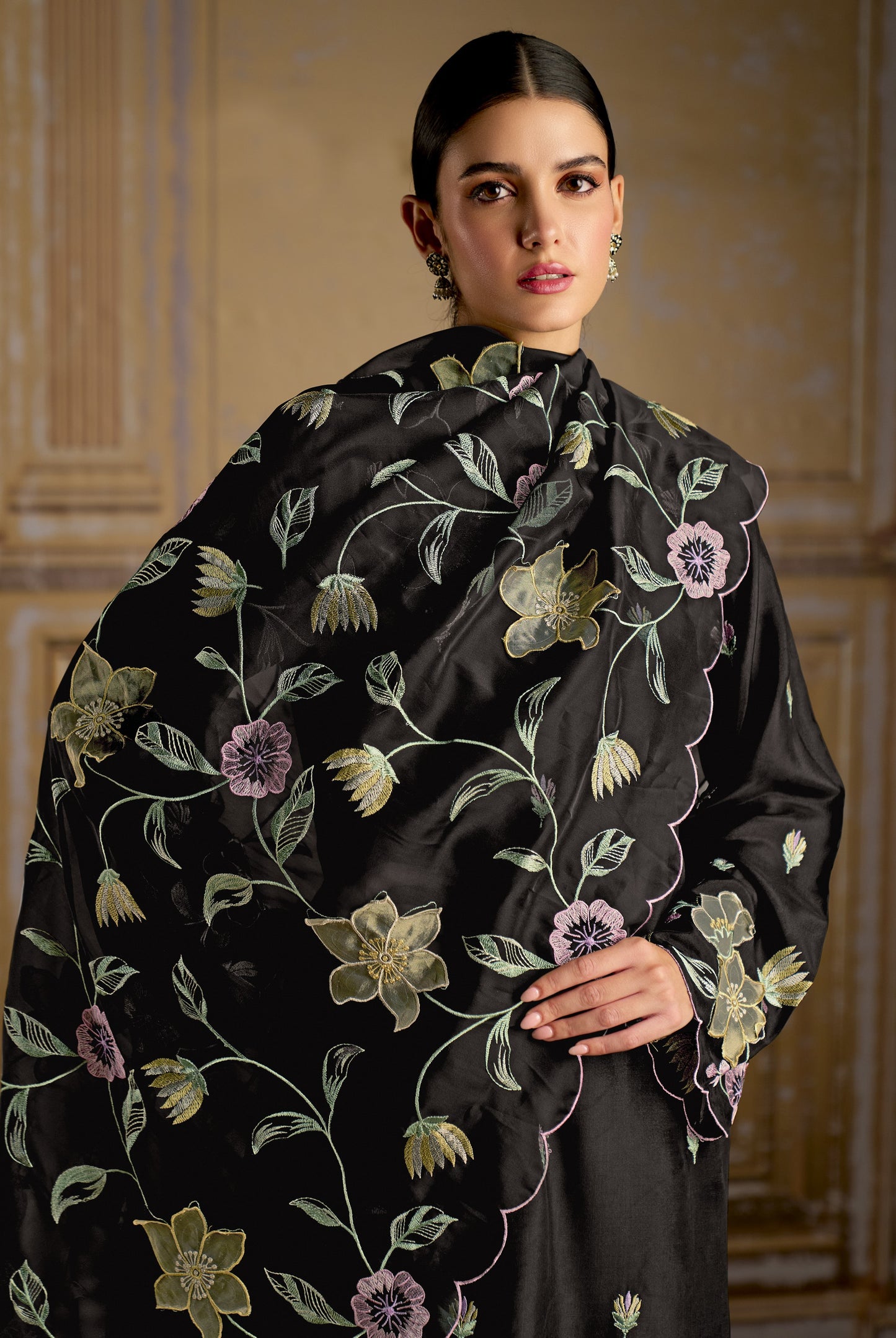 Rashmi Pure Bamber Silk Black Dress Material