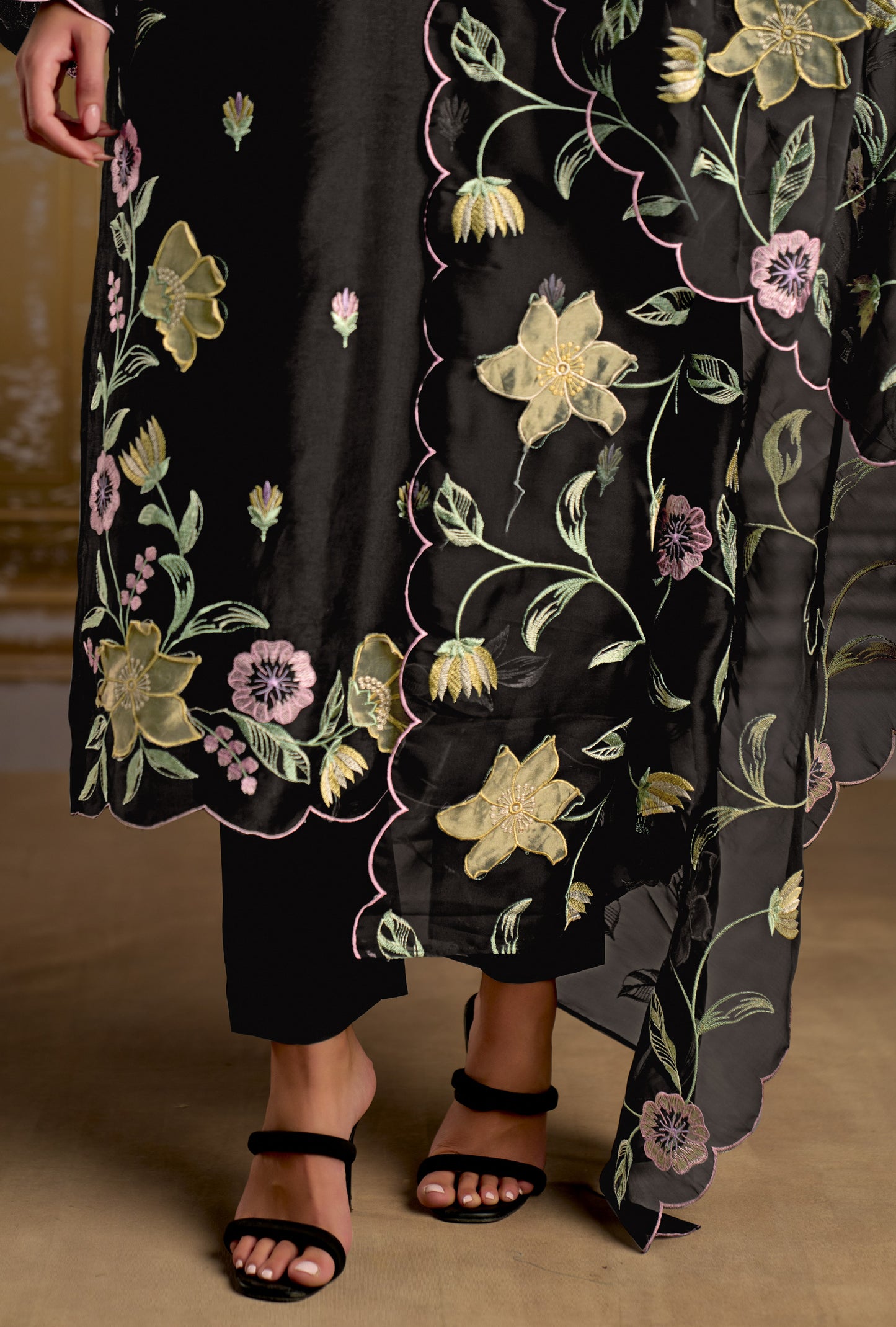 Rashmi Pure Bamber Silk Black Dress Material