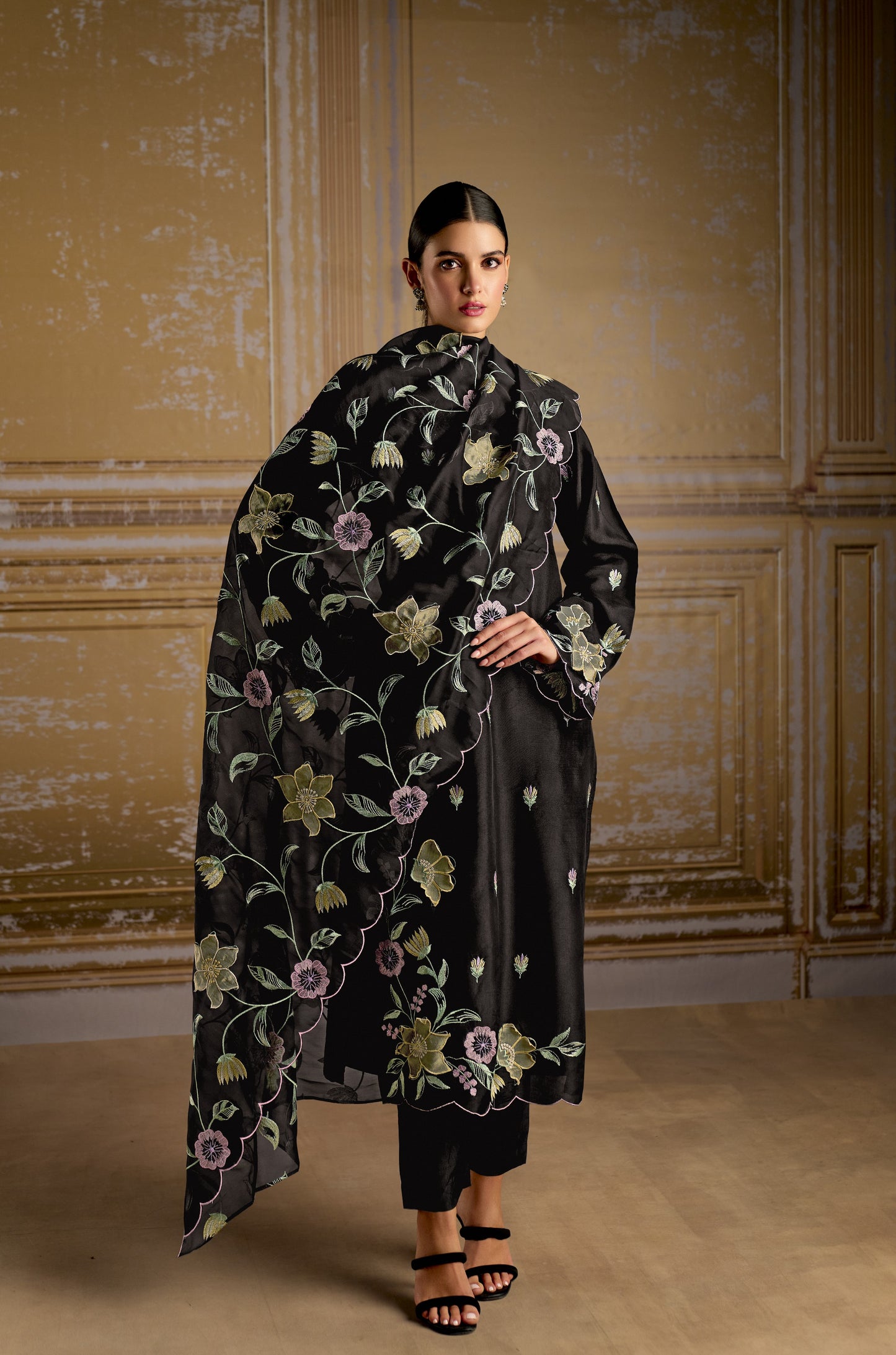 Rashmi Pure Bamber Silk Black Dress Material