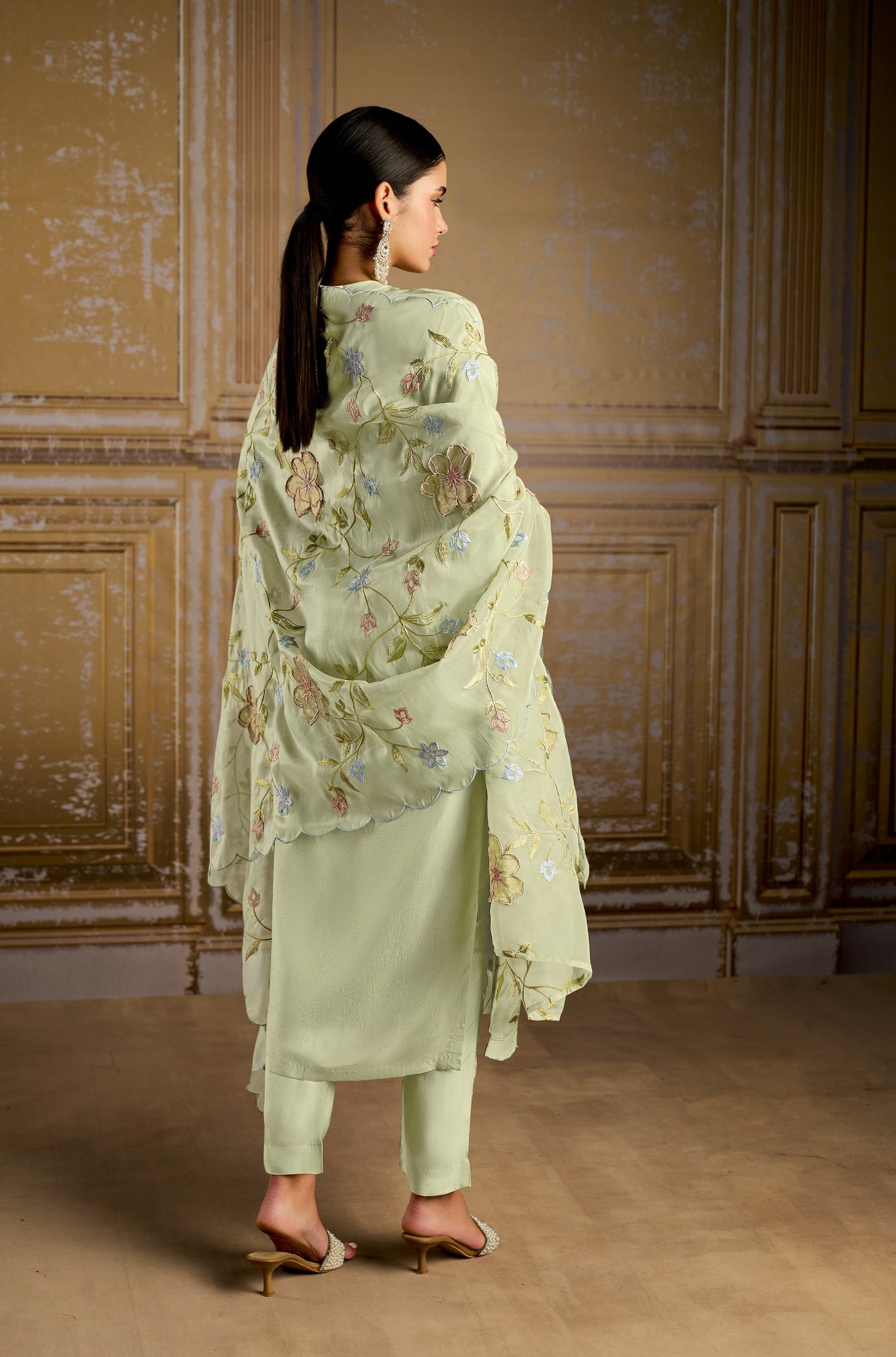 Rashmi Pure Bamber Silk Green Dress Material