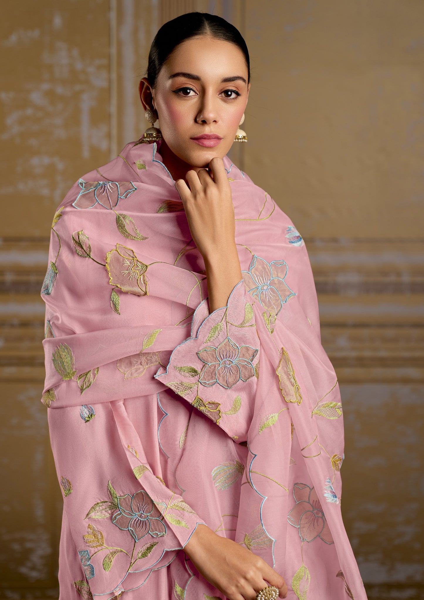 Rashmi Pure Bamber Silk Pink Dress Material