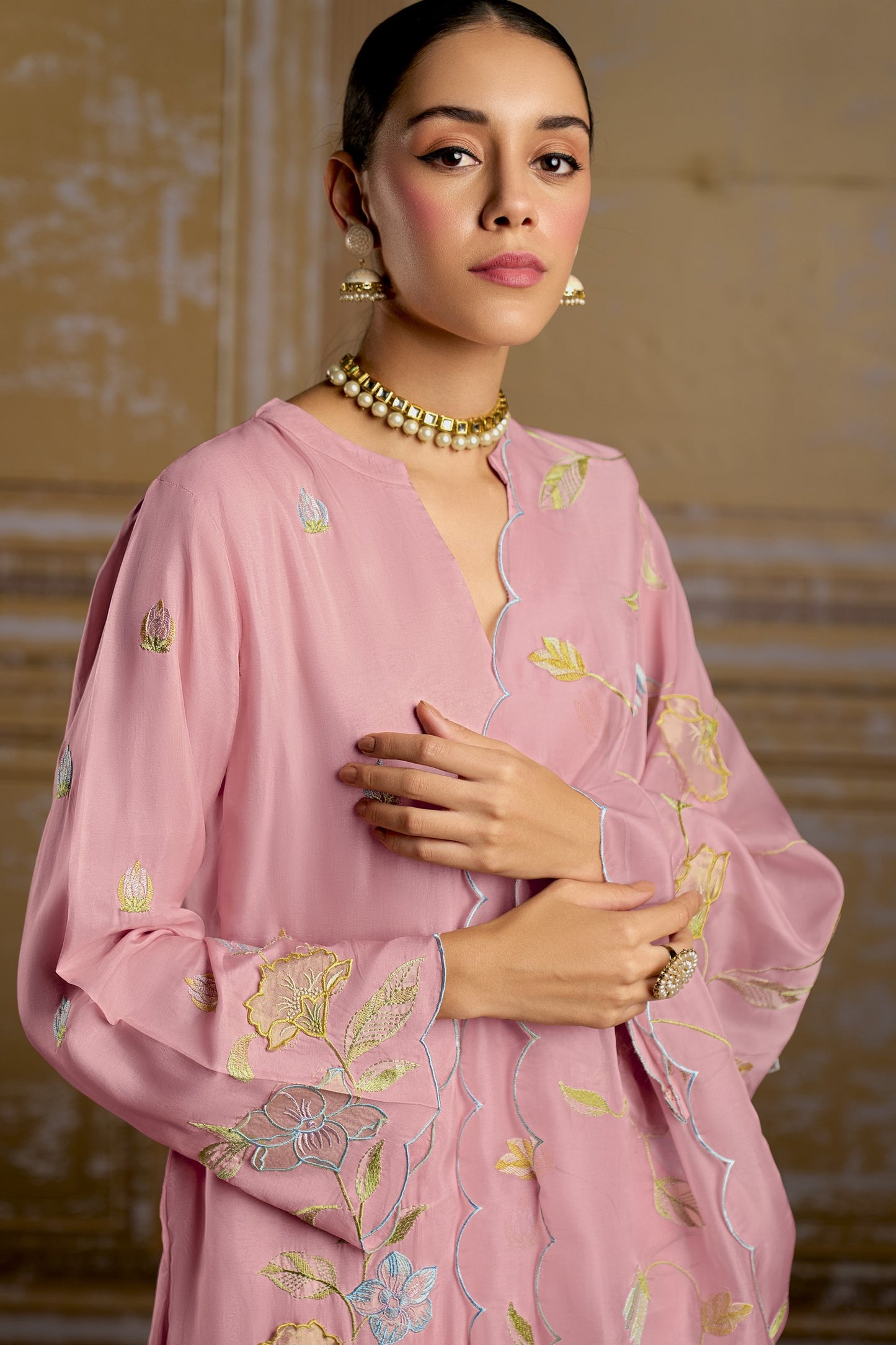 Rashmi Pure Bamber Silk Pink Dress Material