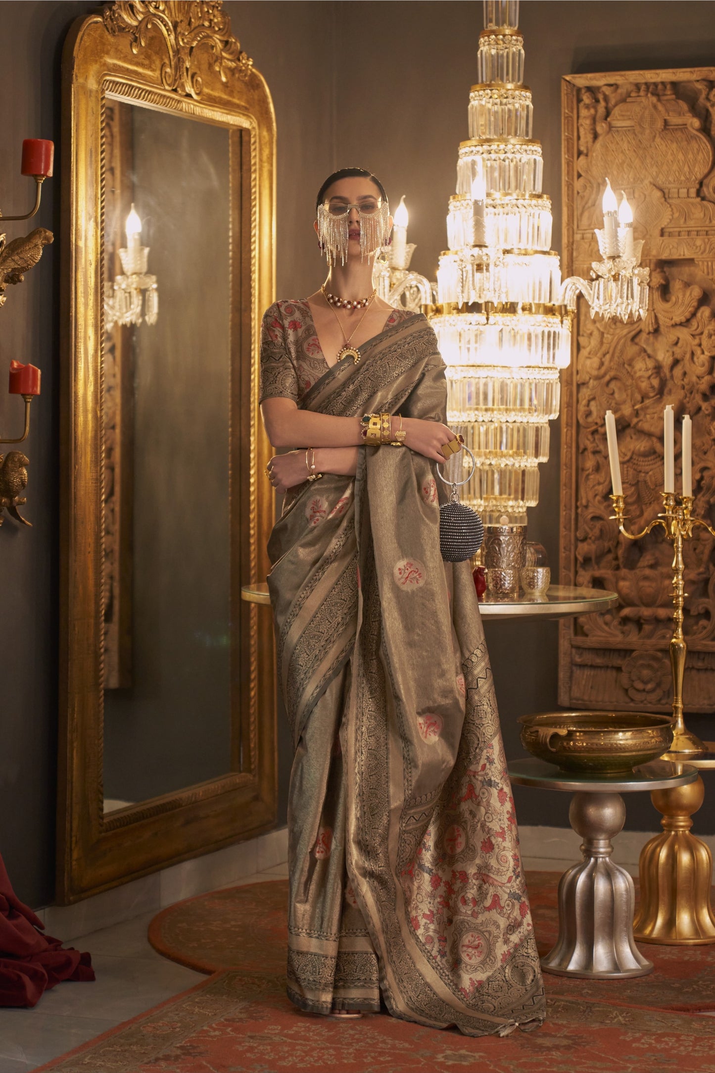 Ruhika Brown Silk Saree