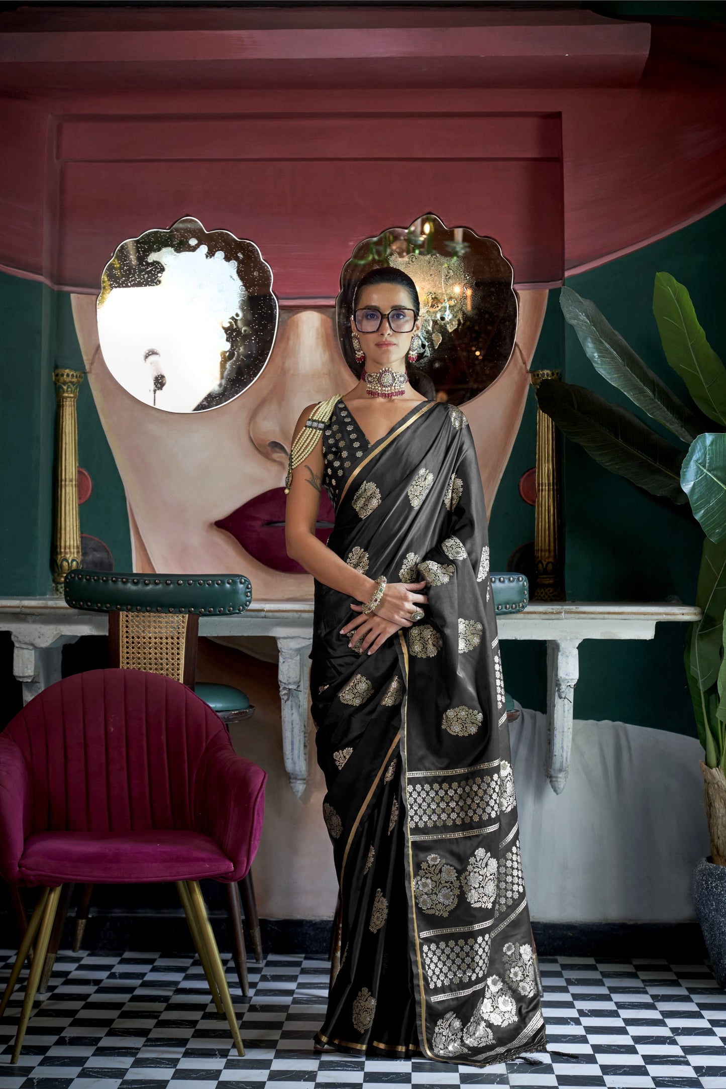 Aarohi Pure Satin Silk Saree - 6 Colours