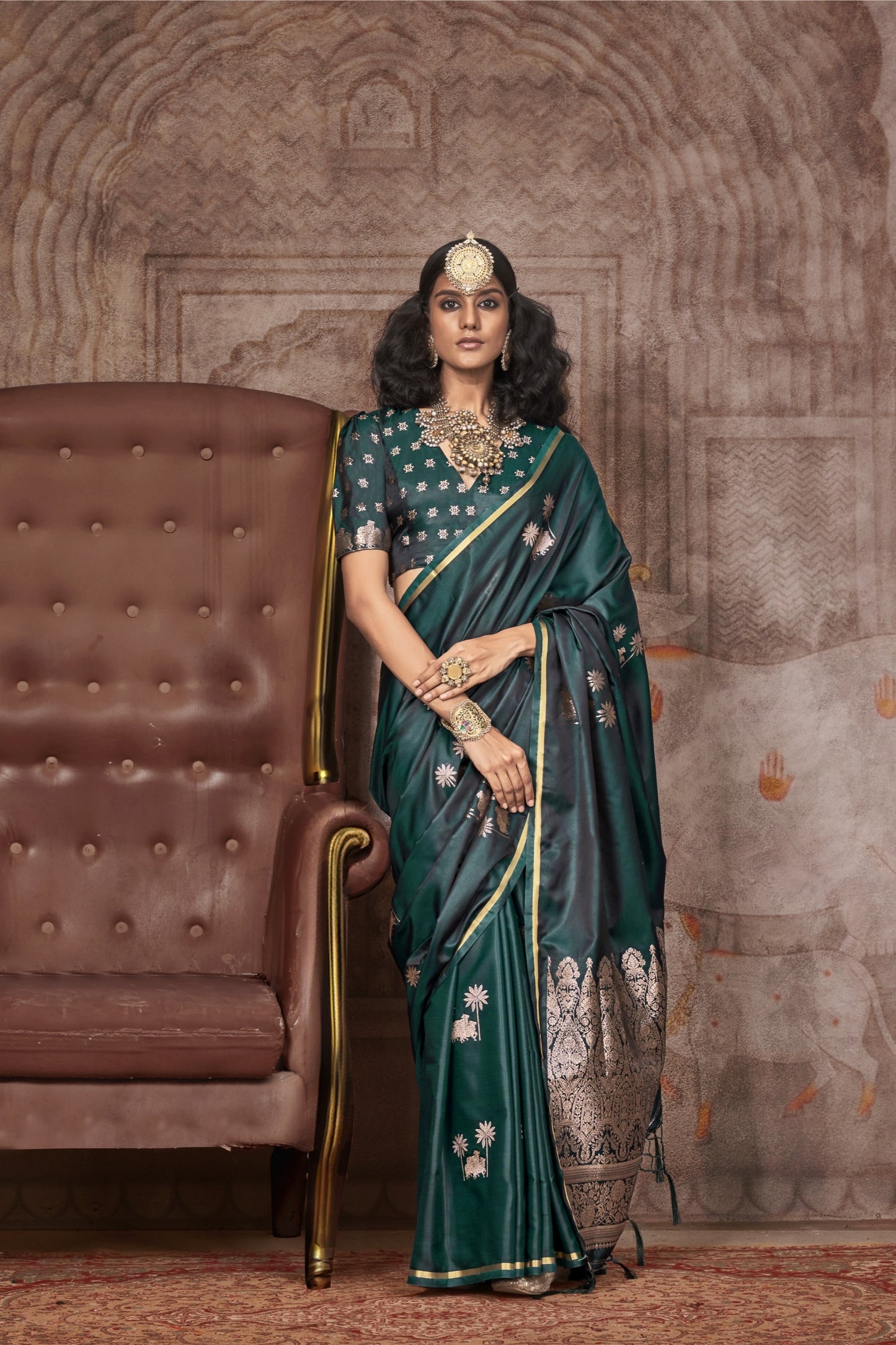 Nayantara Green Pichwai Satin Silk Saree