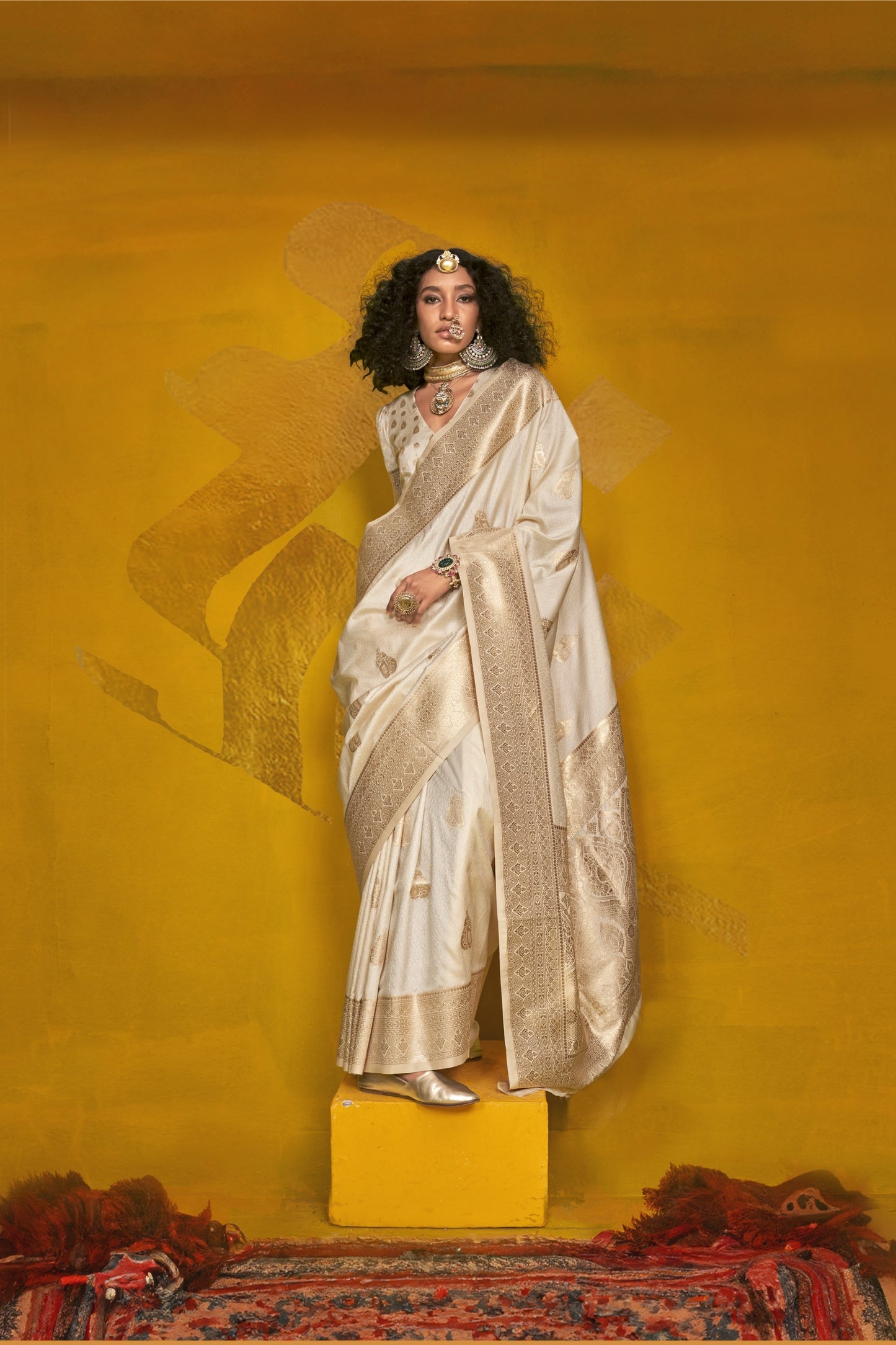Jivika Two Tone Cream Silk Saree