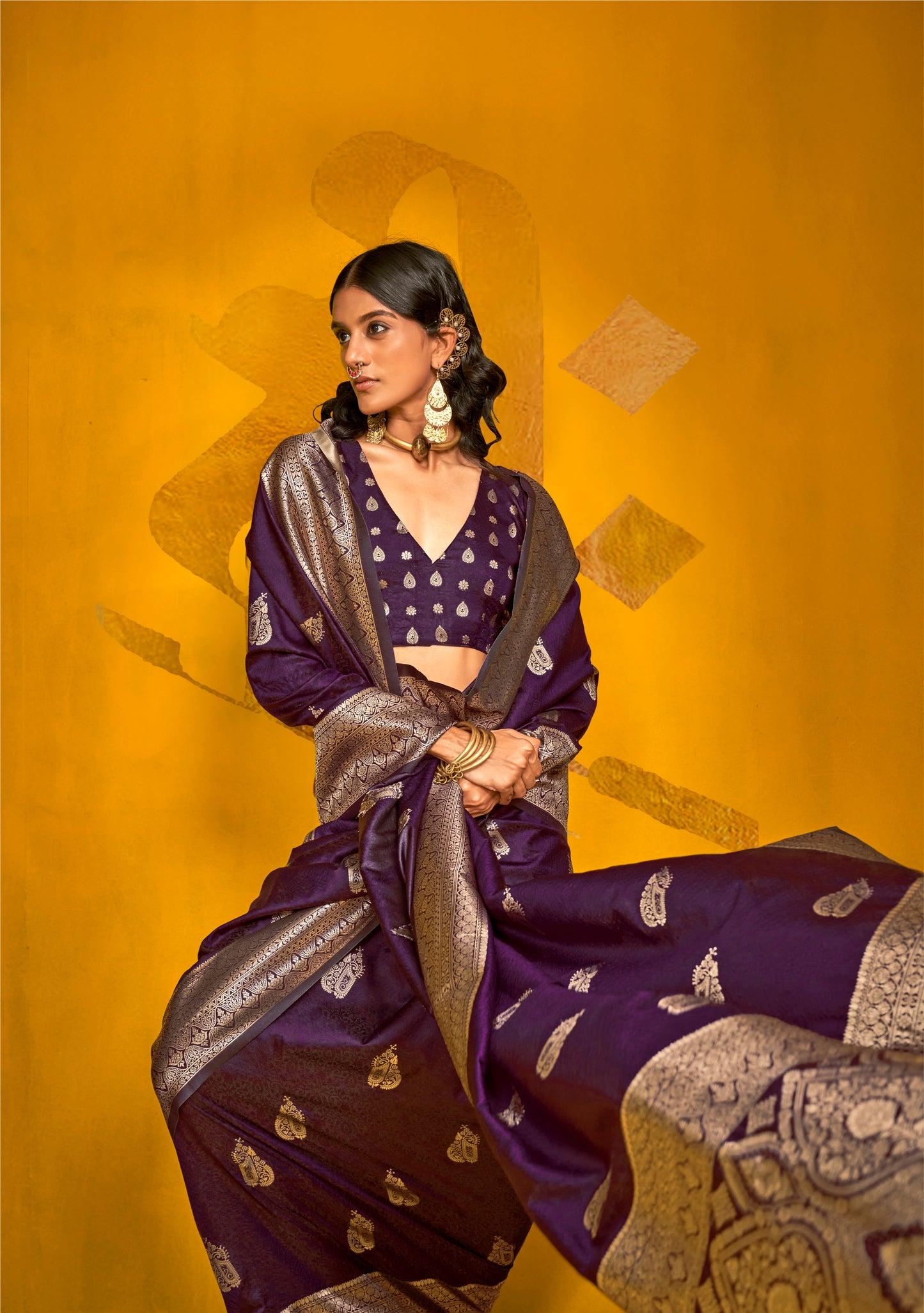 Jivika Purple Two Tone Silk Saree