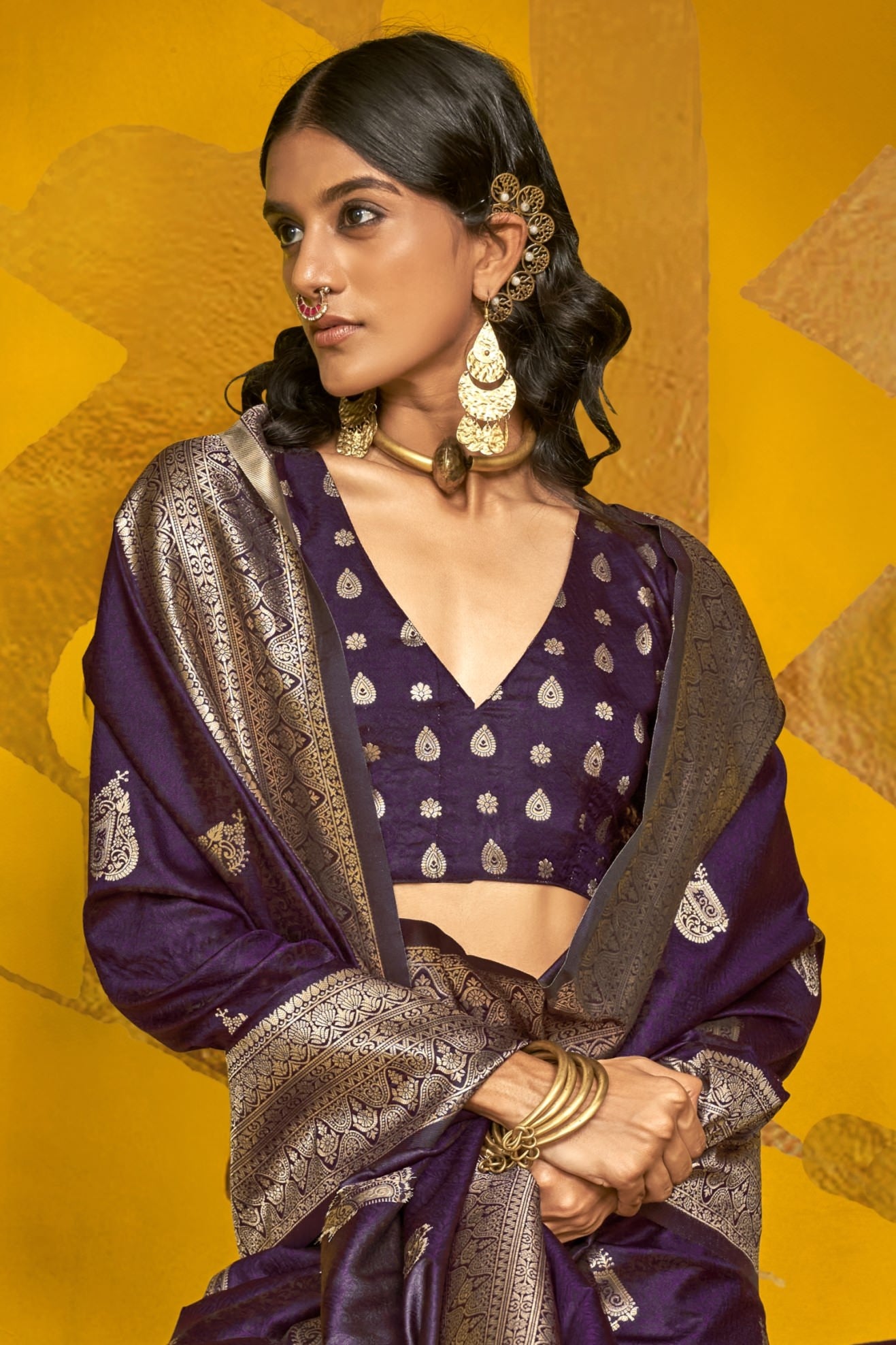 Jivika Purple Two Tone Silk Saree