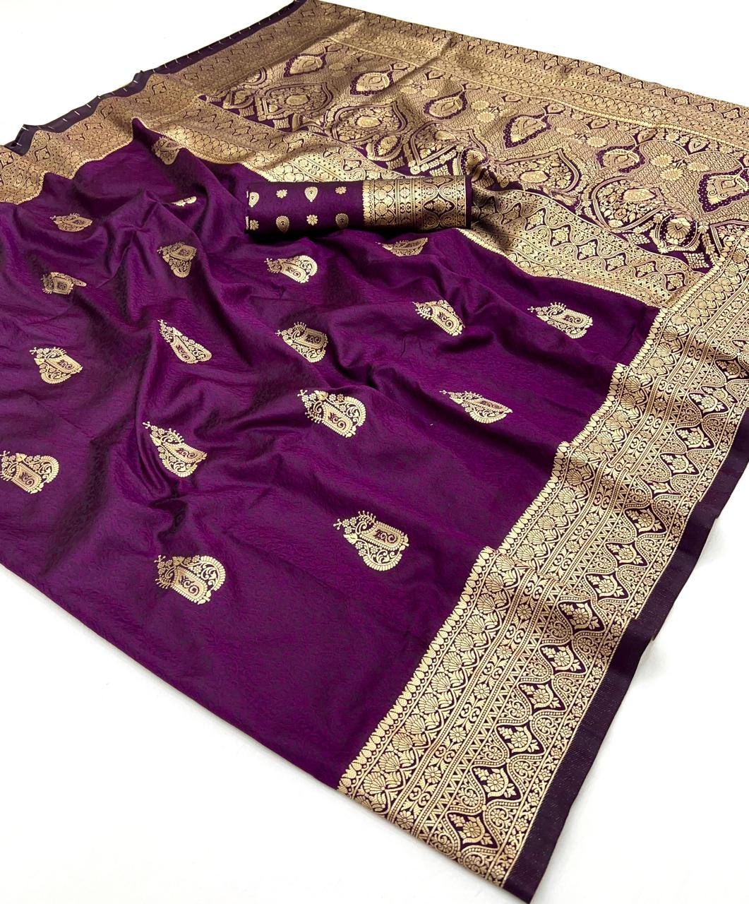 Jivika Purple Two Tone Silk Saree