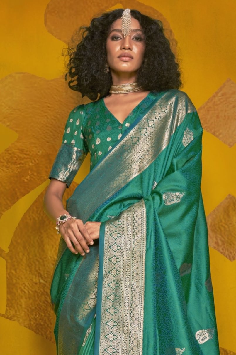 Jivika Green Two Tone Silk Saree